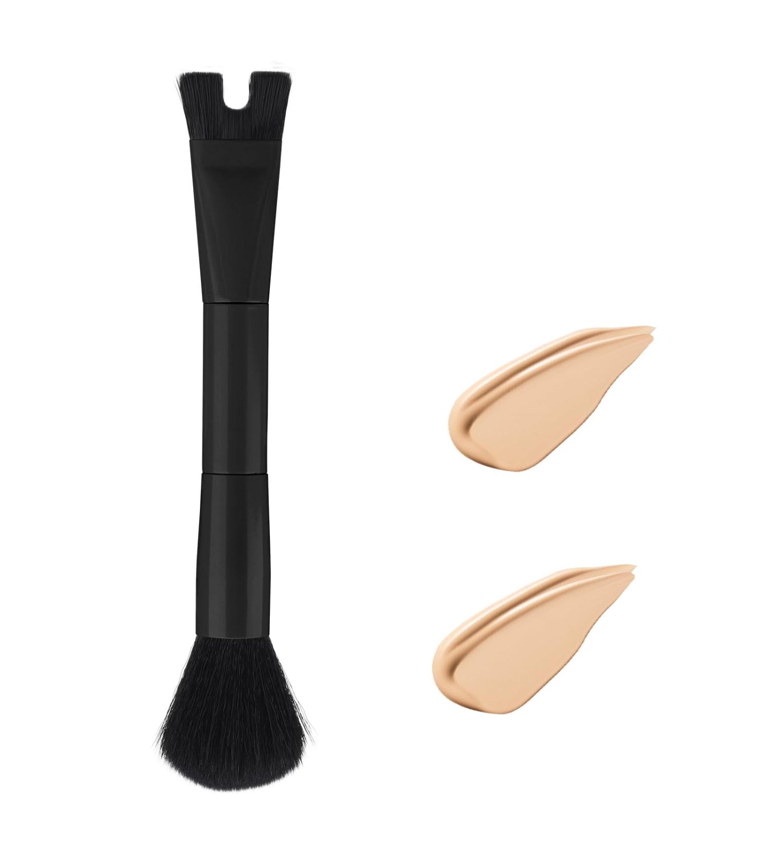 Nose Makeup Brush - U-Shaped Double Ended Contour Brush for Precise Blush & Highlight | 2-in-1 Puffy Makeup Tool for Beginners & Professionals | All Black - Buy Online on SooperMarket.com