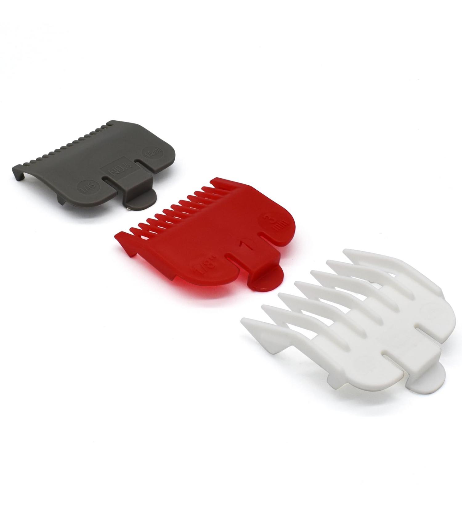 3 Pieces Professional Hair Clipper Attachment Guide Combs Color-Coded Gurad Combs fits for Most Wahl Standard Full-Sized Hair Clippers(1.5/3/4.5mm Gray/Red/White) - Buy Online on SooperMarket.com