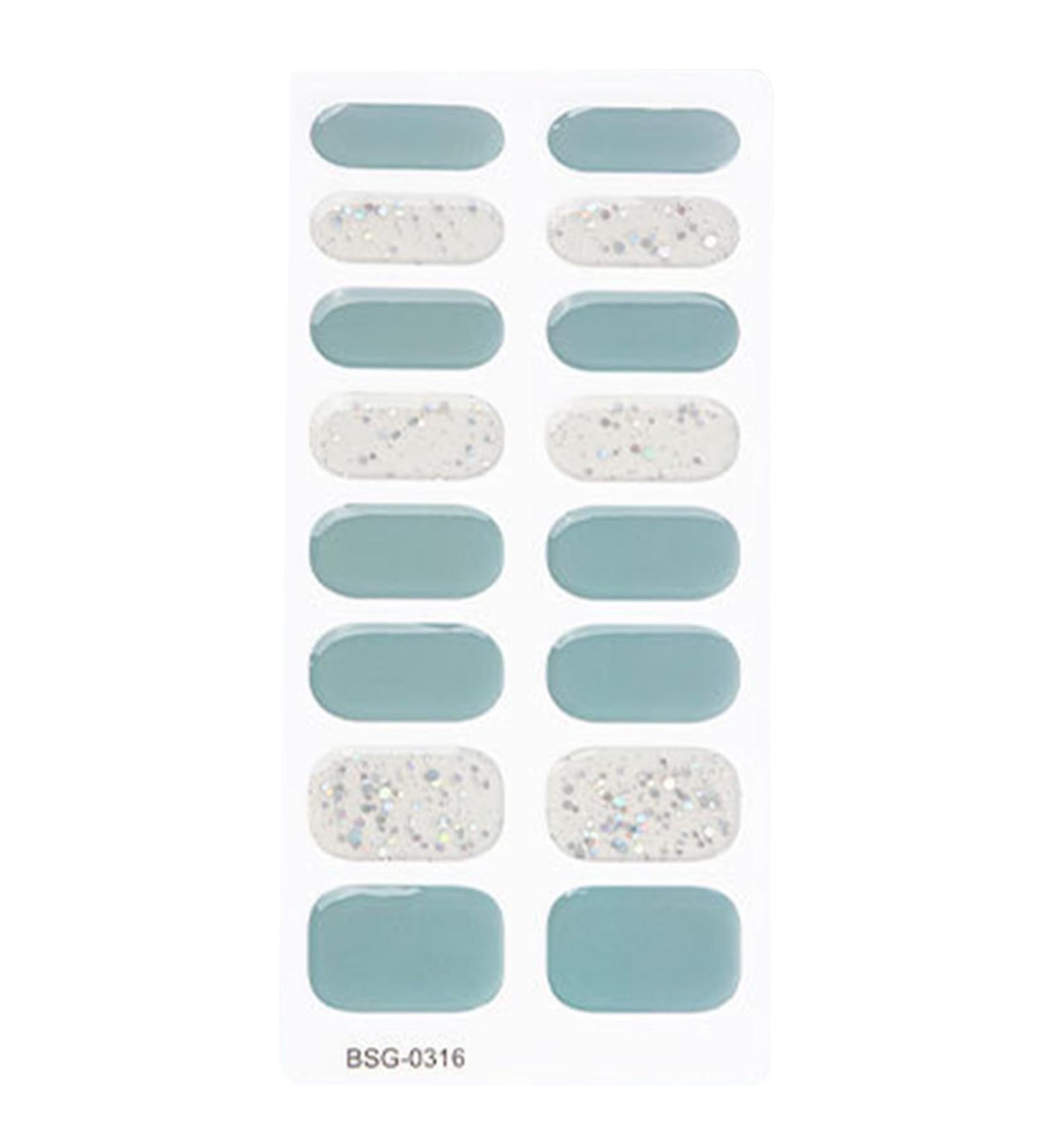 Semi Cured Gel Nail Polish Strips Adhesive Gel Nail Art Stickers Lasting Glitter Gel Nail Wraps Sticker with Nail File Semi Cured Gel Nail Stickers for Toes White with Uv Light Bsg0316 - Buy Online on SooperMarket.com