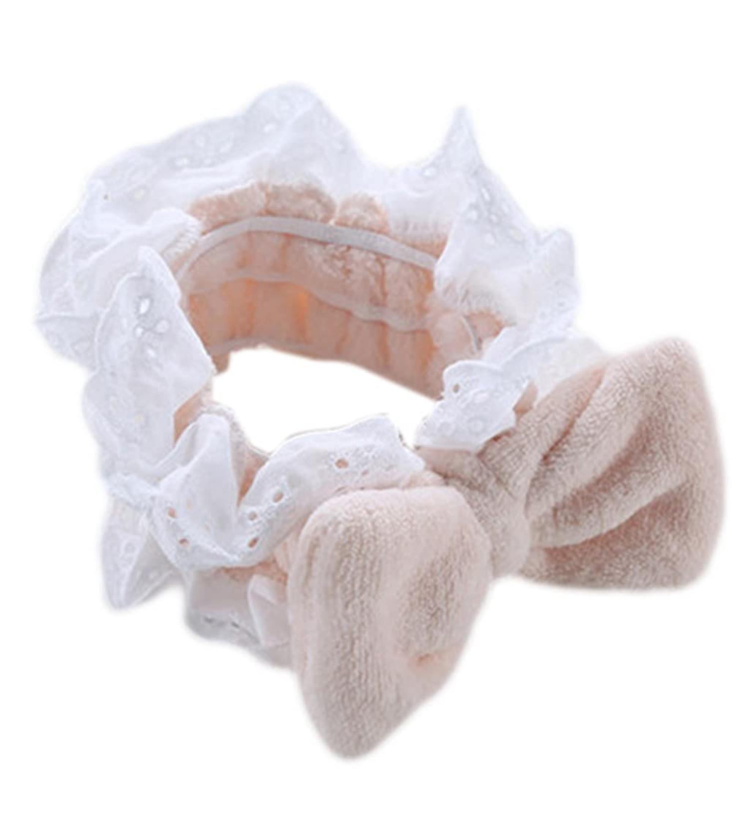JSGHGDF Headband Plush Bows Solid Color Headband Ruffle Lace Soft Makeup Hairband -slip Elastic Headbands for Girls Women Orange - Buy Online on SooperMarket.com