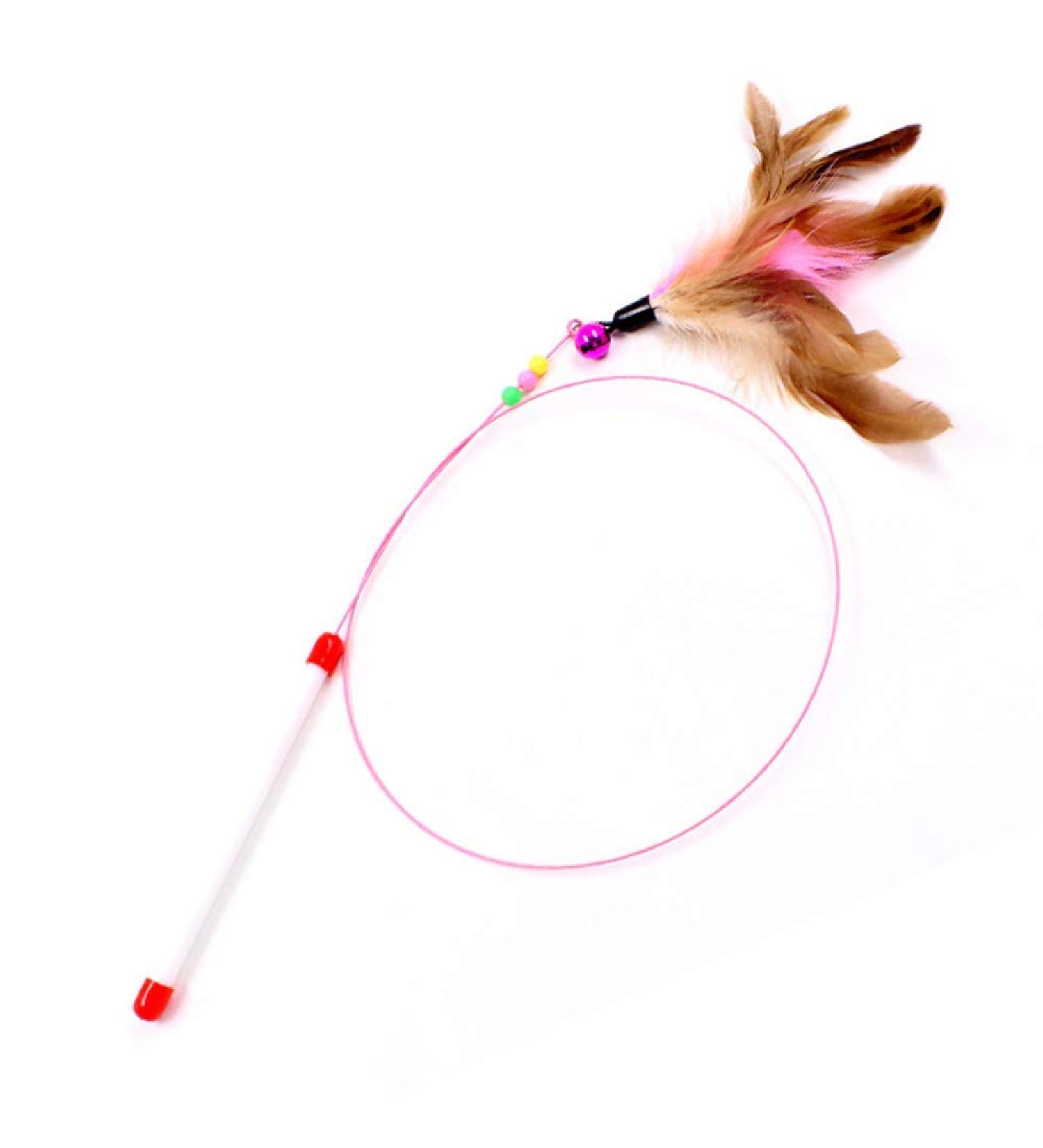 SLSON Feather Teaser Cat Toy Interactive Cat Catcher and Exerciser Wand for Cats and Kitten Playing with Feather Bell and Flexible Wire - Buy Online on SooperMarket.com