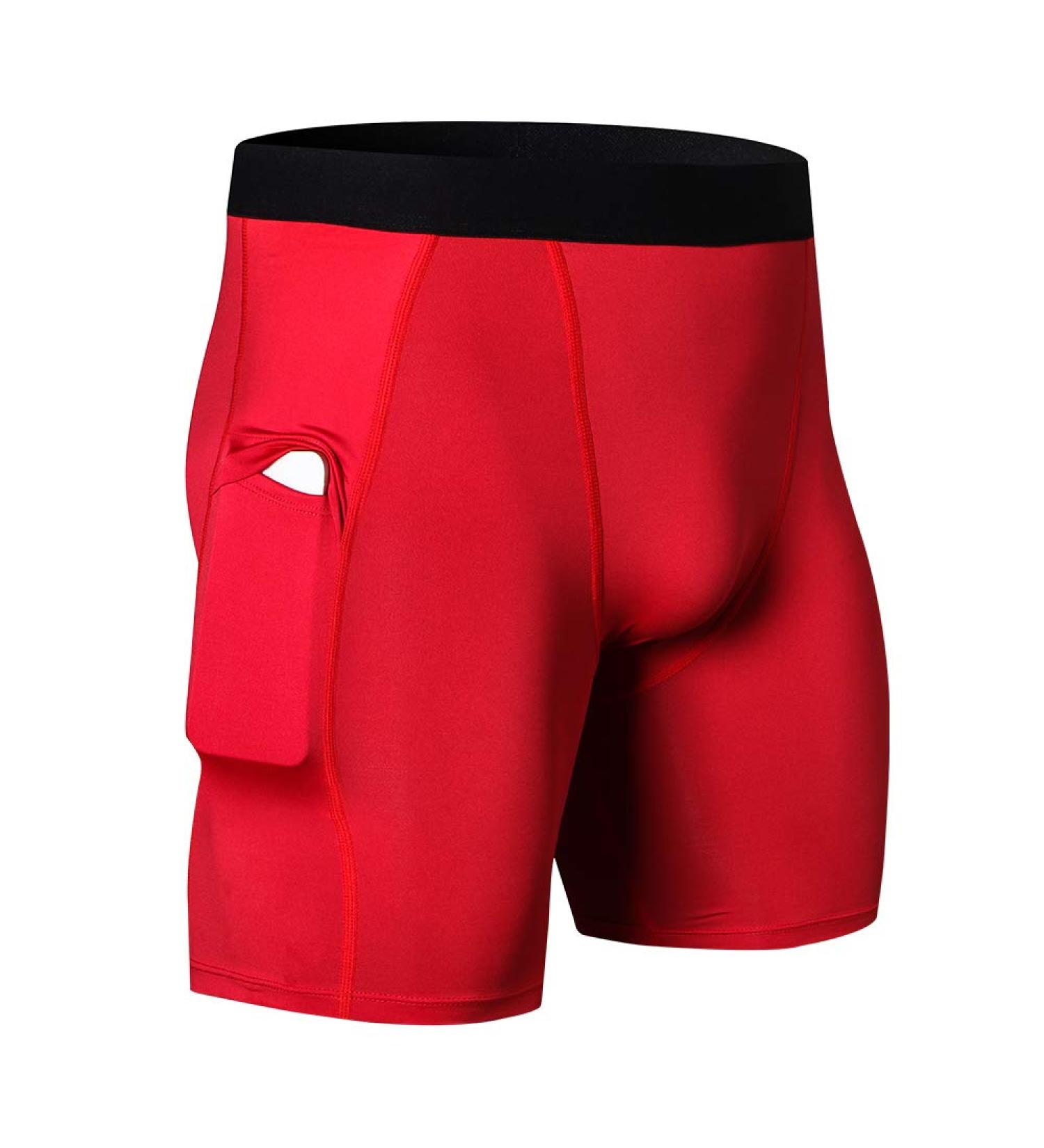 WRAGCFM Men's Compression Shorts with Pockets - Red, Medium | Running, Workout, Active Underwear - Buy Online on SooperMarket.com