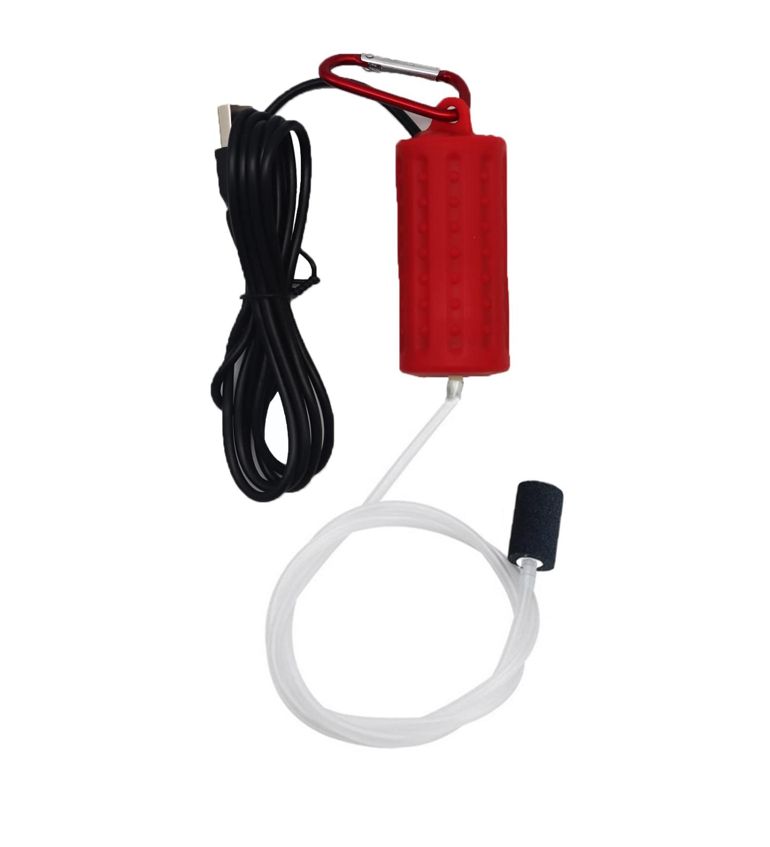 Quiet USB Mini Oxygen Pump for Aquariums - Energy-Efficient Bubbler with Air Stone & Hose - 1W Red - Buy Online on SooperMarket.com