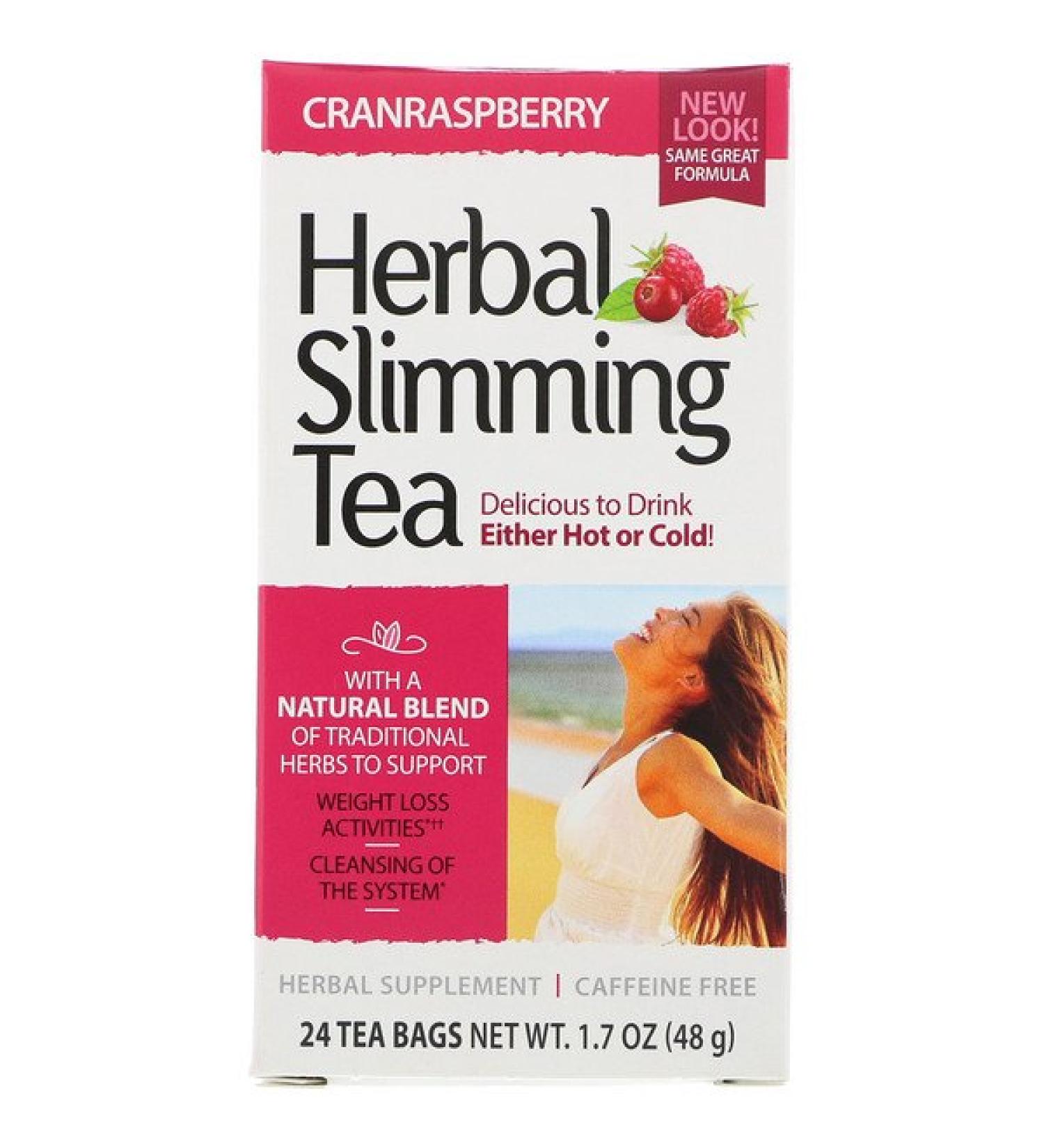 21st Century Herbal Slimming Tea Cranraspberry Caffeine Free 24 Tea Bags 1.6 oz (45 g)
