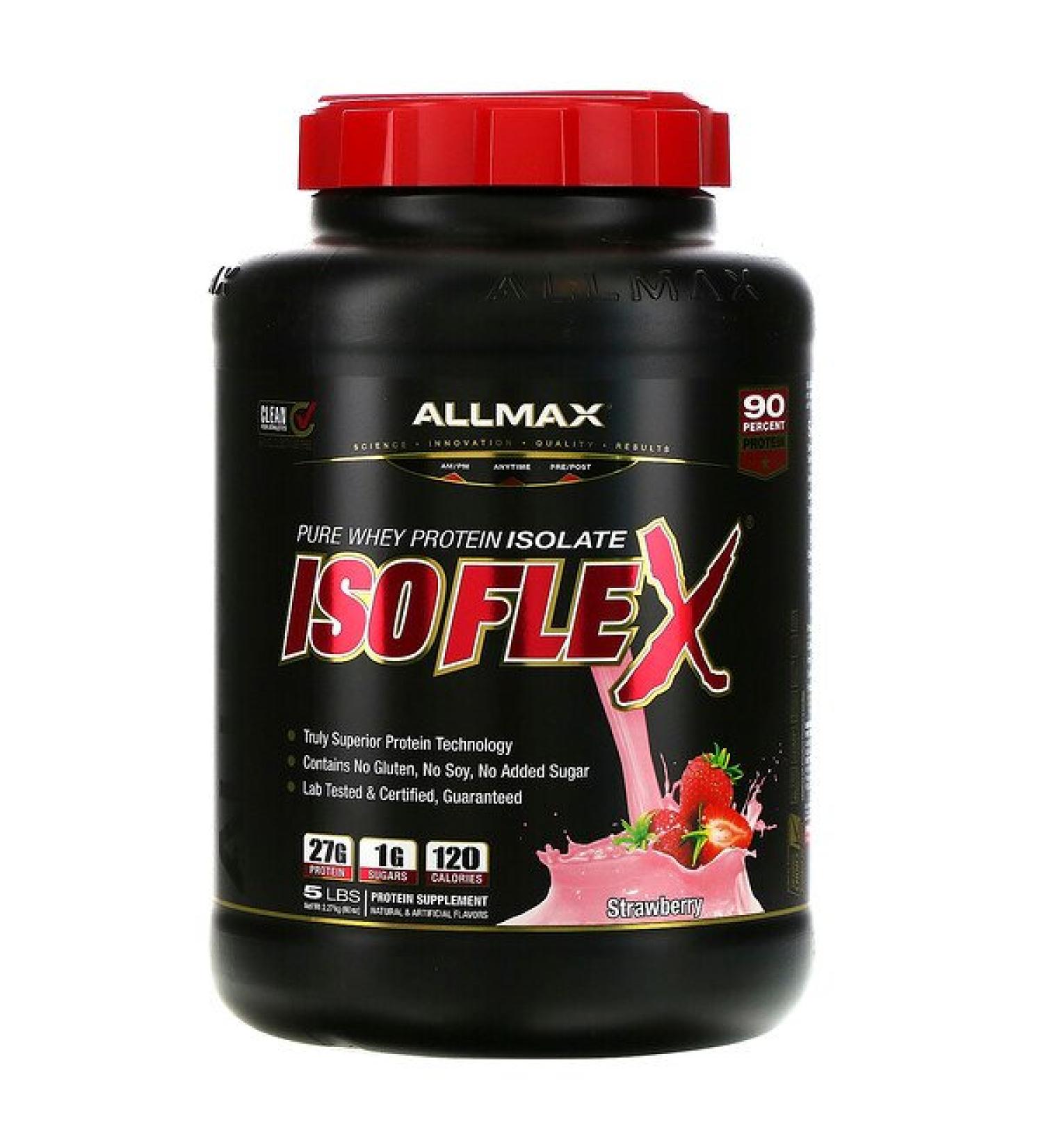 ALLMAX Nutrition Isoflex Pure Whey Protein Isolate (WPI Ion-Charged Particle Filtration) Strawberry 5 lbs. (2.27 kg)