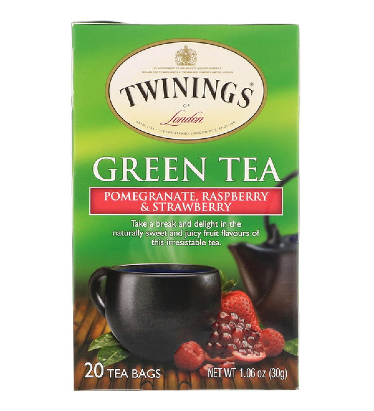 Twinings Green Tea Pomegranate Raspberry & Strawberry 20 Tea Bags 1.06 oz (30 g)