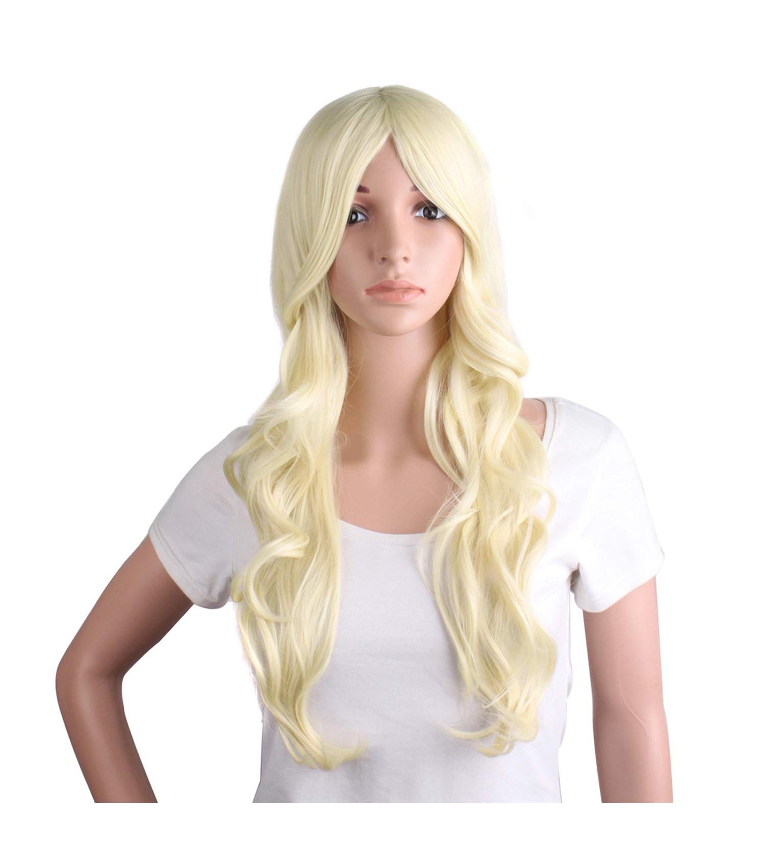 MapofBeauty Long Wavy Synthetic Hair Wig in Light Blonde for Women's Party - Full Wigs - Buy Online on SooperMarket.com