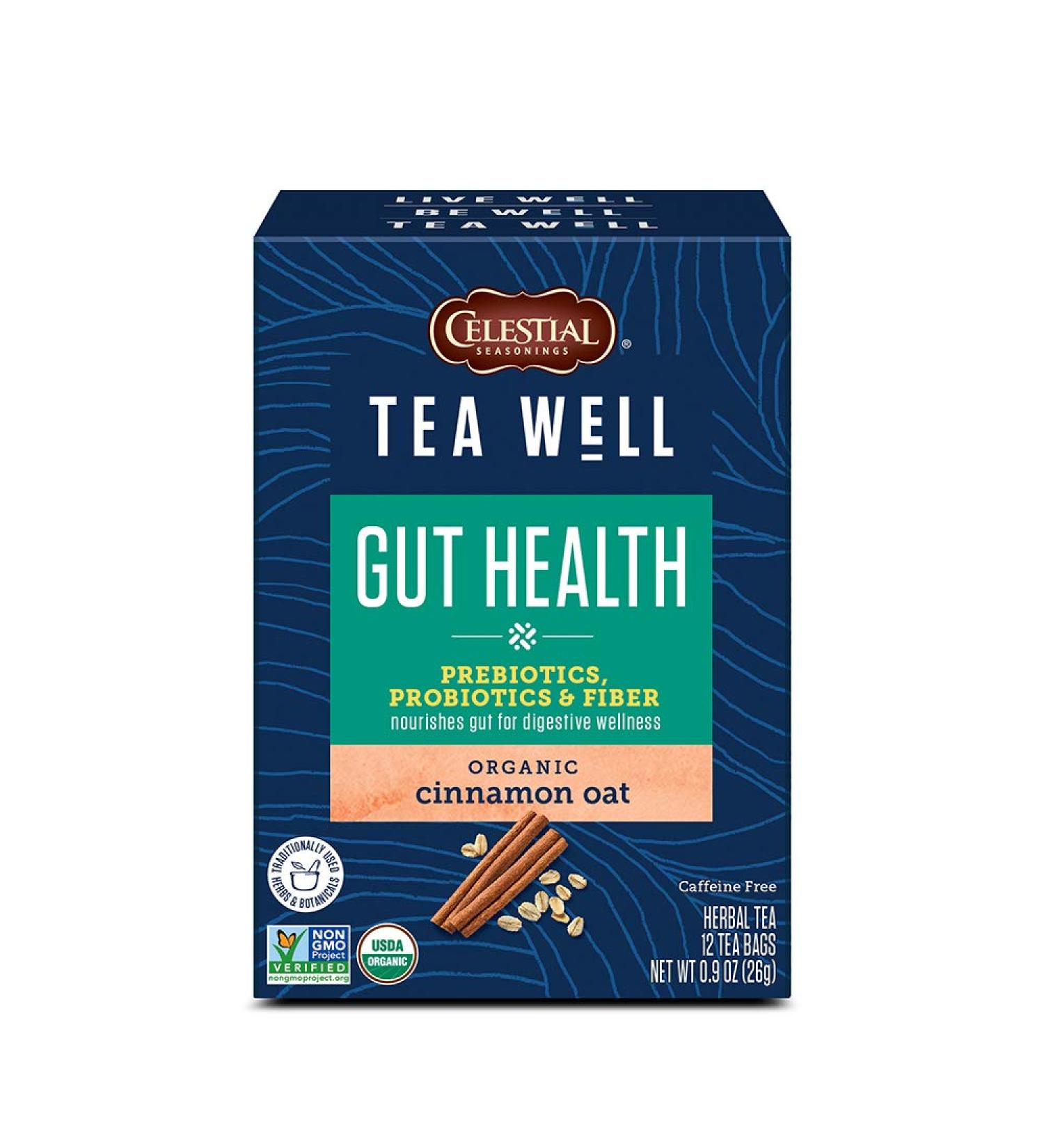 Celestial Seasonings Gut Health Tea - Organic Cinnamon Oat, Caffeine-Free, 12 Bags - Buy Online on SooperMarket.com