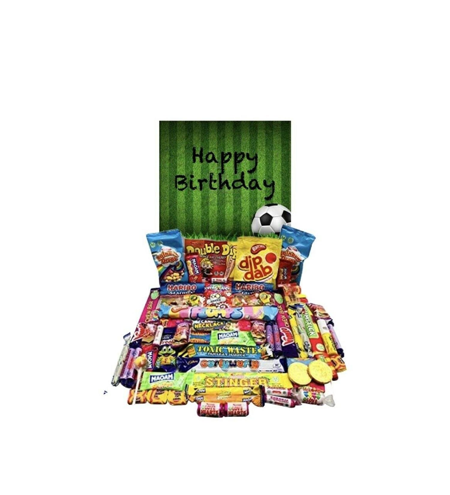 Happy Birthday Football Pick N Mix Ultimate Retro over 60 Sweet Box Candy Hamper - Buy Online on SooperMarket.com