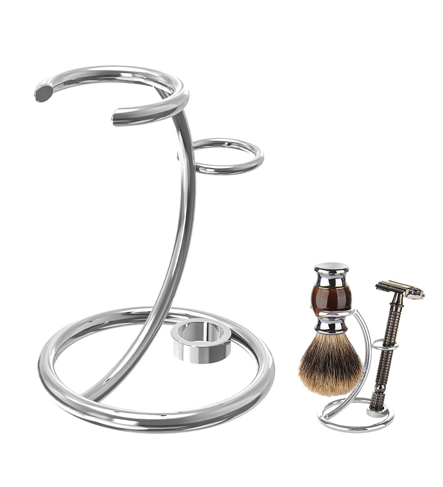 Linkidea Shaver Kit Storage Stand - Stainless Steel Holder for Safety Razor & Shaving Brush | Perfect for Bathroom & Shower | Compatible with Manual Razors (Silver - Buy Online on SooperMarket.com