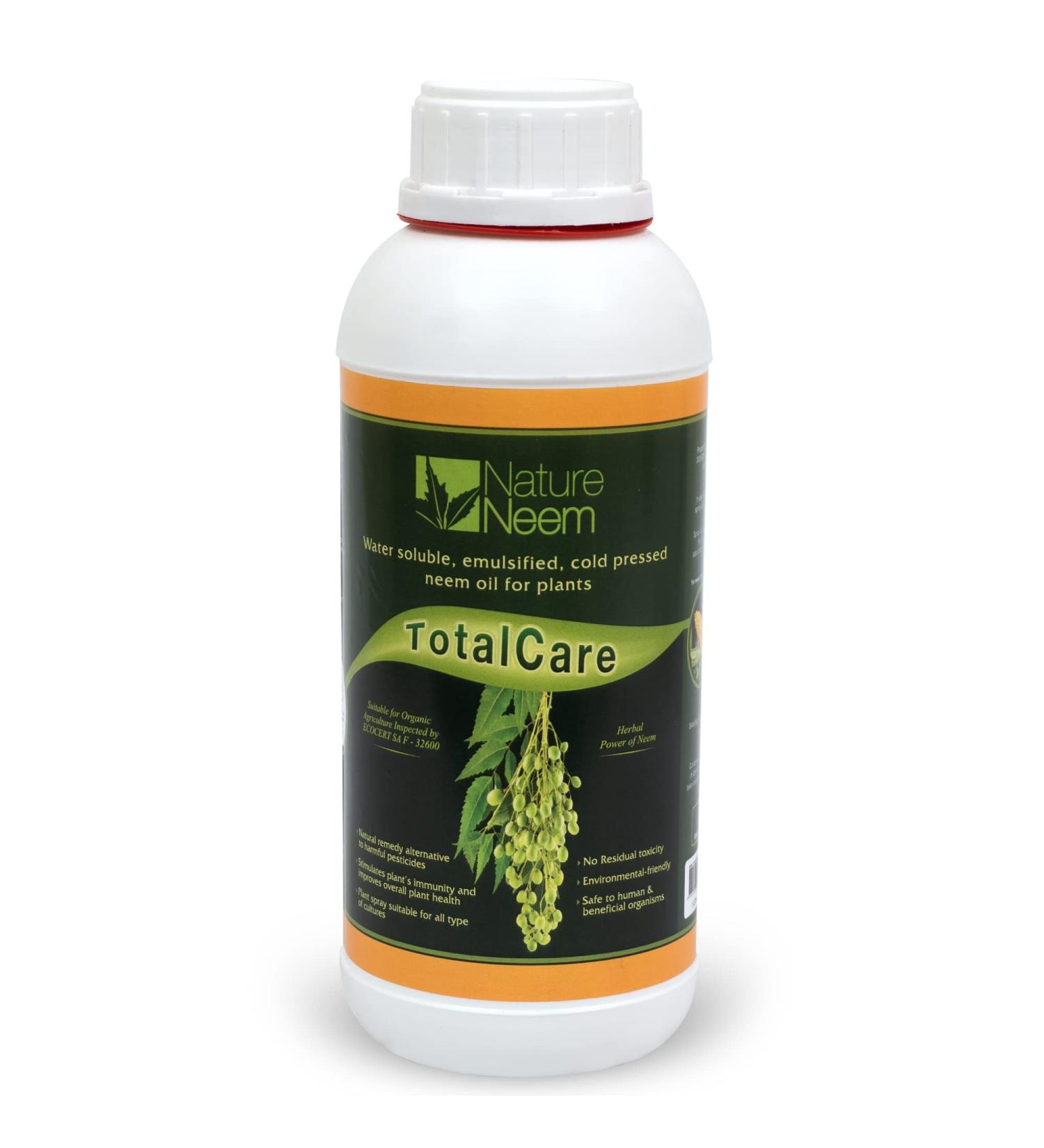 NatureNeem TotalCare Water soluble Neem oil - Cold Pressed - 1 Litre - 100% Natural Certified Organic - Buy Online on SooperMarket.com