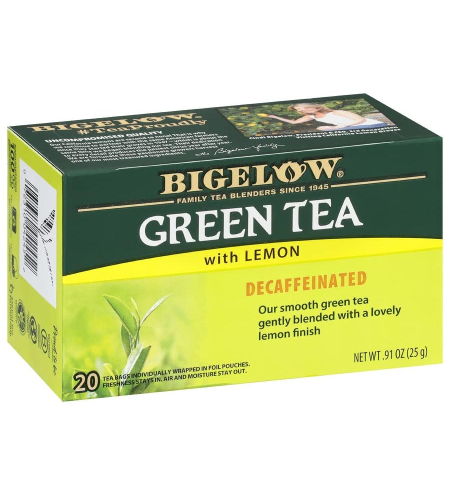 Bigelow Decaffeinated Green Tea with Lemon - 20 Count (Pack of 6) - 120 Teabags Total - Buy Online on SooperMarket.com