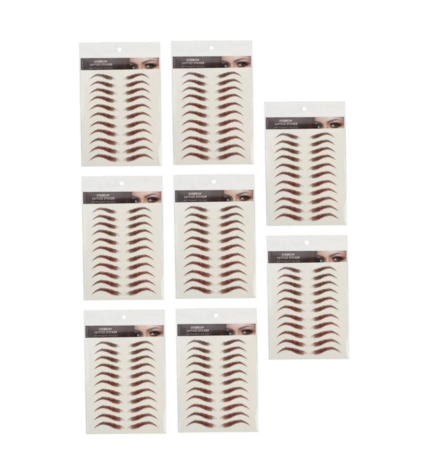 CANIGHT 9 Sheets Eyebrow Transfer Stickers Makeup Brow Sticker False Eyebrows Dark Brown 21x14.7cm Brown - Buy Online on SooperMarket.com