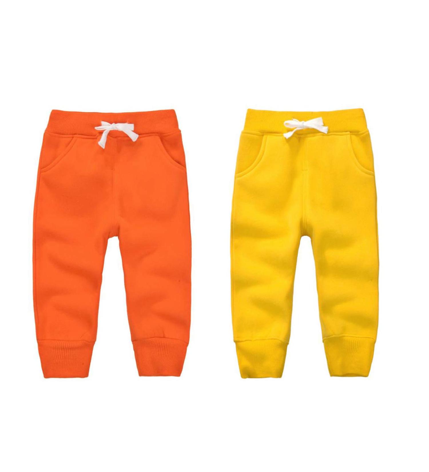 CuteOn Unisex Kids Elastic Waist Cotton Warm Trousers 2 Years Orange+Yellow - Buy Online on SooperMarket.com