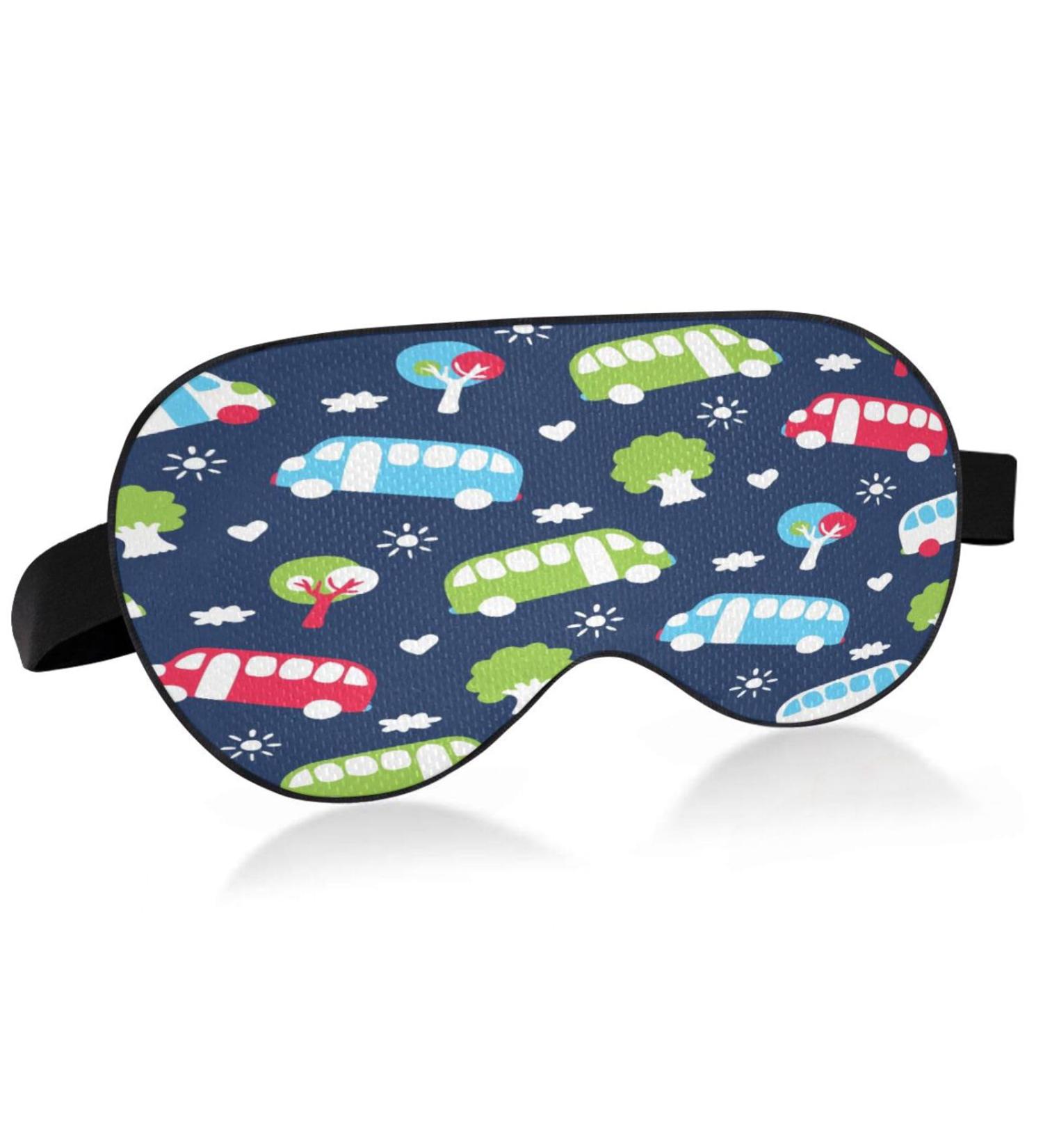 WELLDAY Bus Pattern Sleep Mask | Soft Comfort Blindfold for Men and Women | Adjustable Strap | Blockout Light for a Restful Sleep - Buy Online on SooperMarket.com