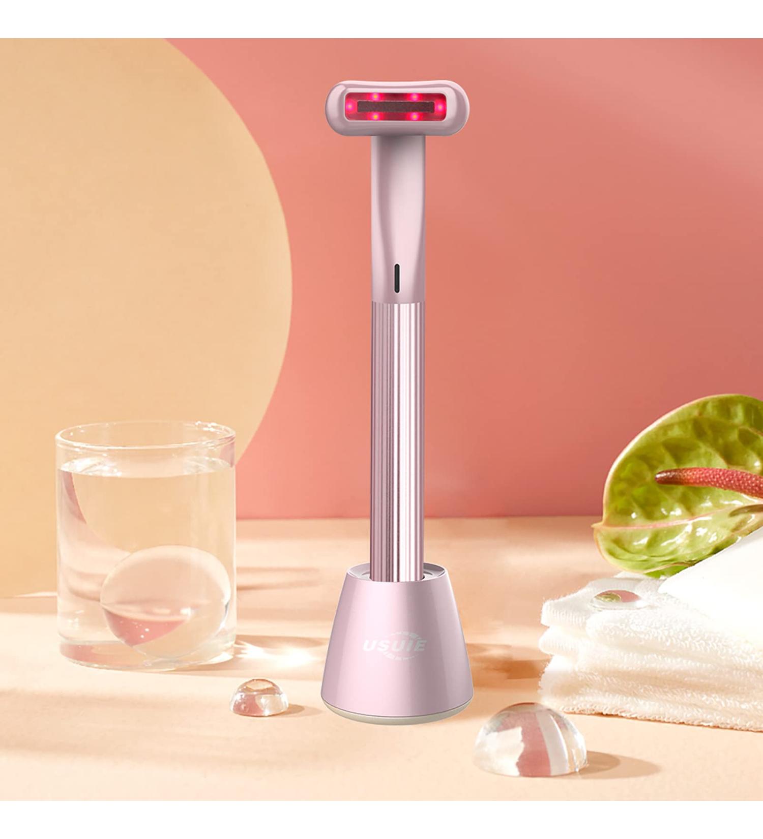 USUIE 4 in 1 Facial Wand - Red Light Therapy Facial Massager for Face and Neck - Reduce Wrinkles & Anti-Aging Tools - Pink - Buy Online on SooperMarket.com
