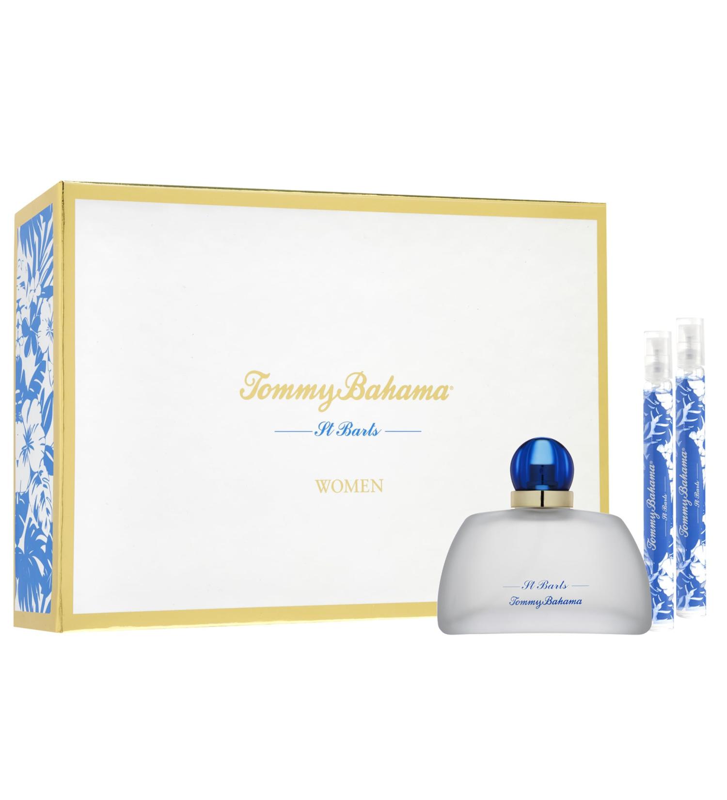 Tommy Bahama St. Barts 3 PC Perfume Gift Set for Women Set Includes 3.4 Fl Oz Eau de Parfum + Two 0.34 Fl Oz Mini Travel Sprays Christmas Gift Stocking Stuffer for Her - Buy Online on SooperMarket.com