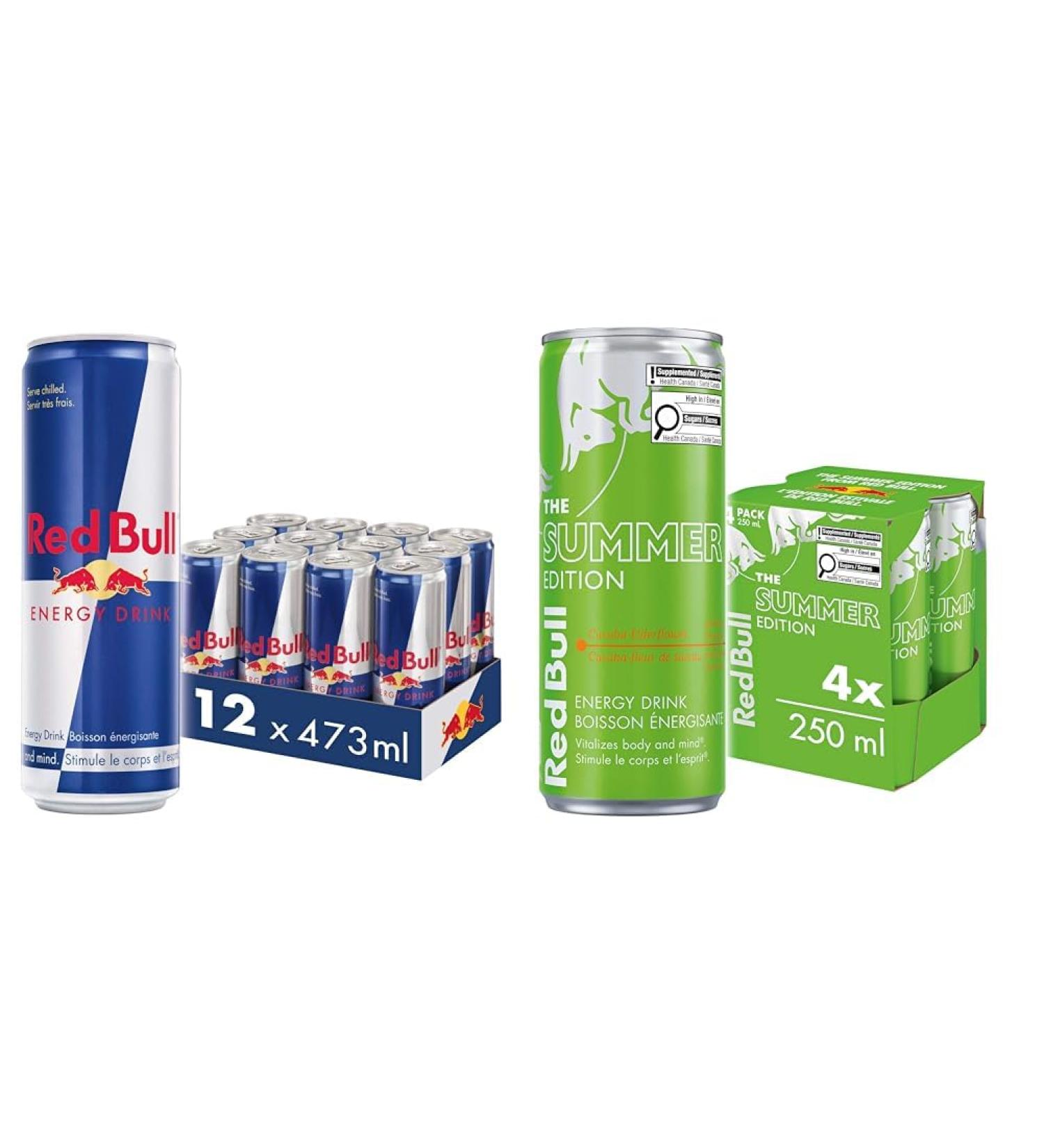 Red Bull Energy Drink 473 ml (12 Pack) & Energy Drink Curuba-Elderflower 250ml (4 pack) - Buy Online on SooperMarket.com