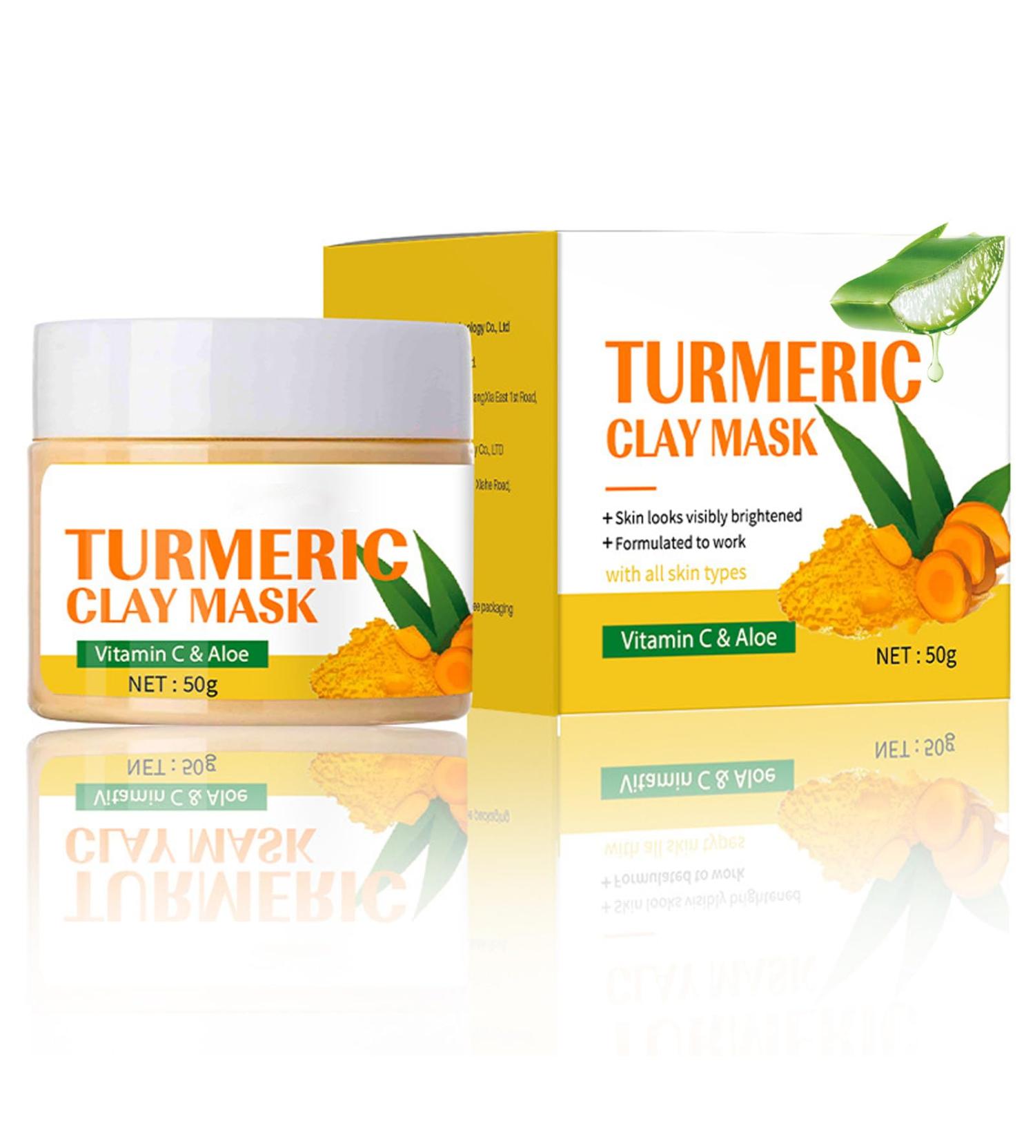 Turmeric Vitamin C Clay Mask- Face Masks- Deep Cleansing Unclog Pores- Dark Spot Remover -Controlling Acne Oil- Reduce Redness and wrinkles- Face Mask Beauty & Skincare 50g - Buy Online on SooperMarket.com