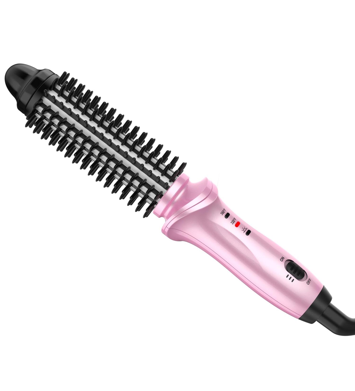 Curling Iron Brush for Short Long Hair Hair Curling Brush Long Barrel Tourmaline Ceramic Dual Voltage Curling Brush Iron with Anti-Scald Bristles 25MM-PINK - Buy Online on SooperMarket.com