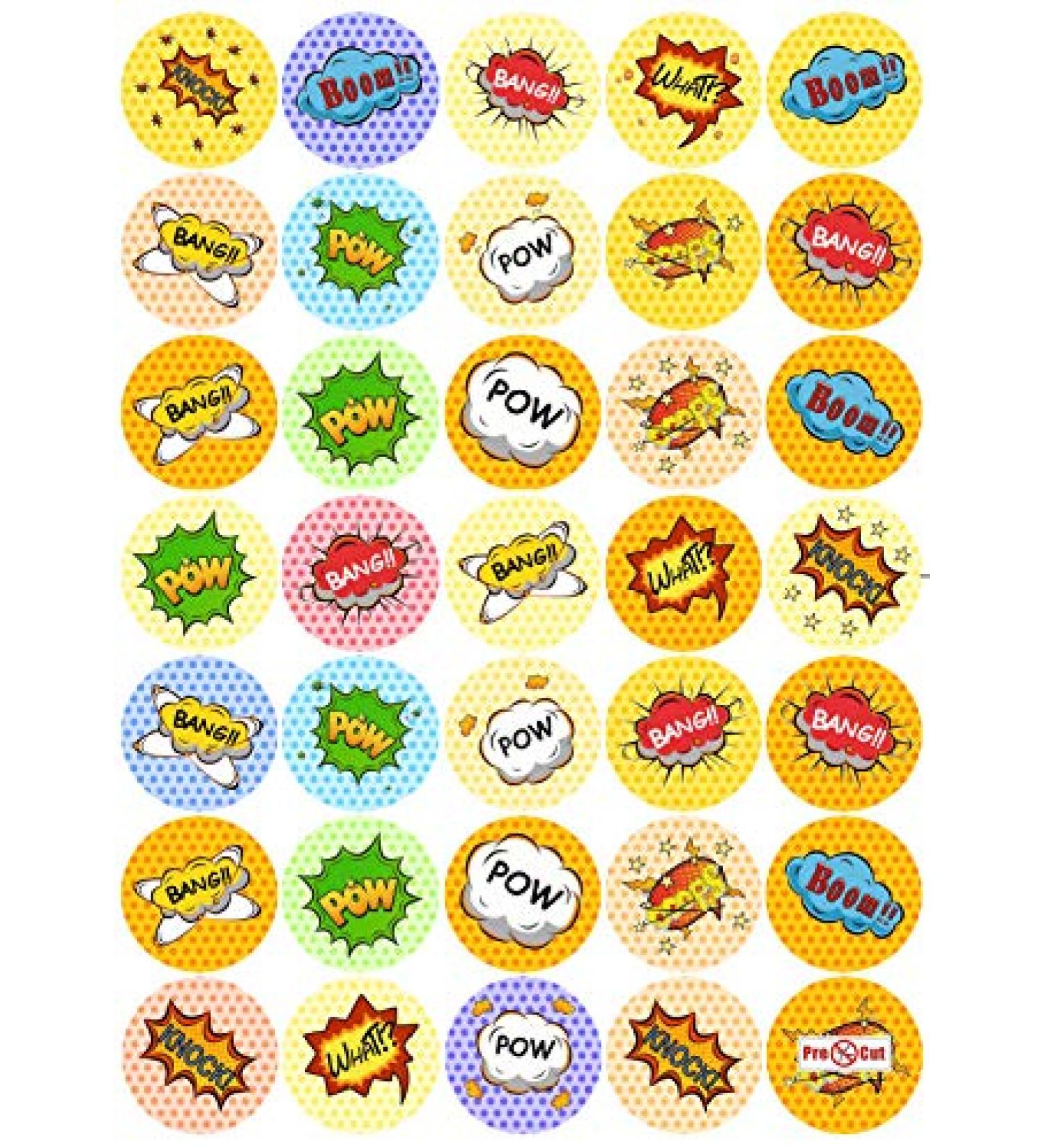 Goggly 35 x Pre Cut Superhero Sound Effects Cake Cupcake Toppers/Decorations Edible Wafer Paper - Buy Online on SooperMarket.com