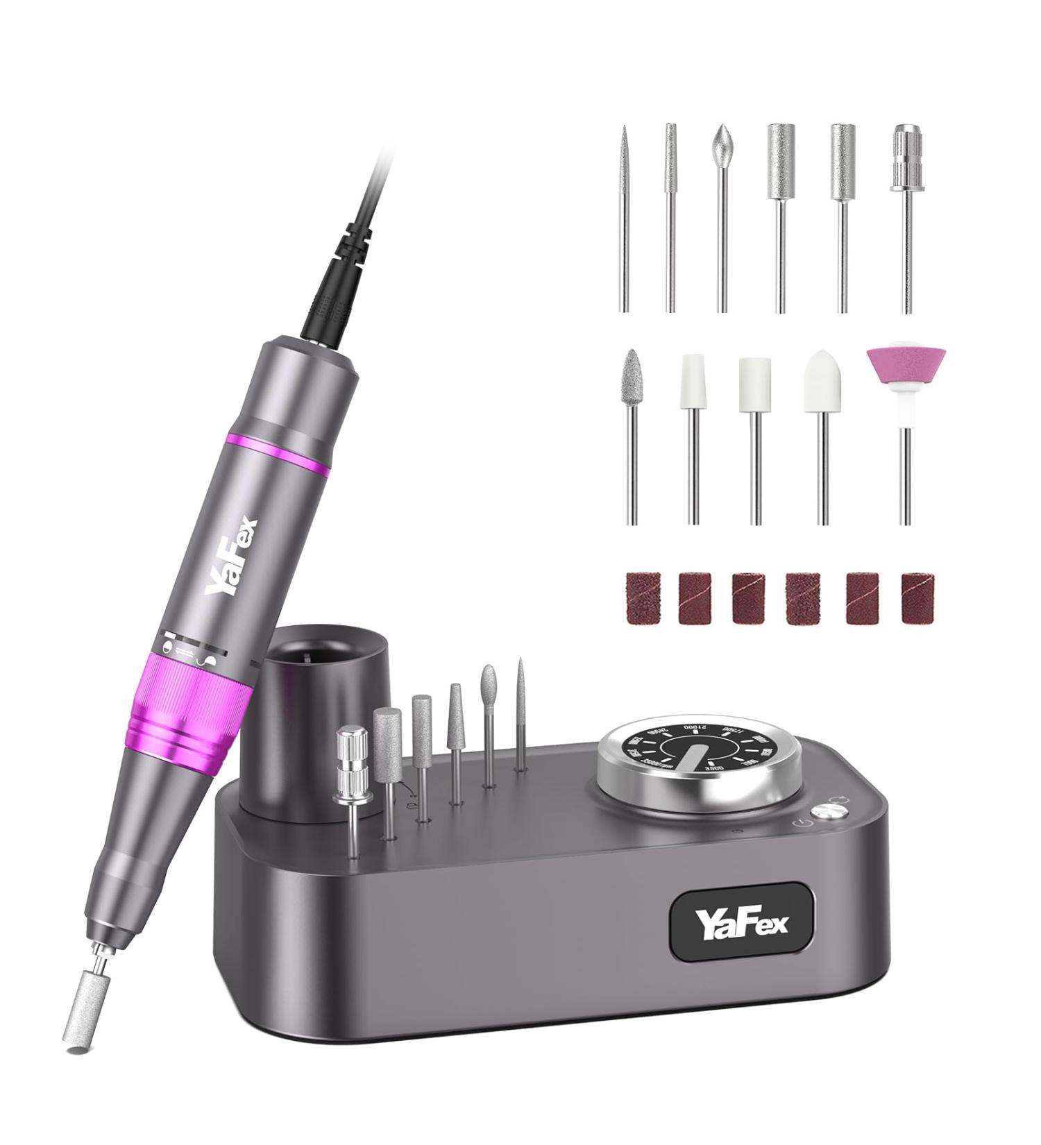 Nail Milling Mills for Geln gel - Yafex 11-in-1 Electric Nail Cutter 35000 RPM Professional Manicure & Pedicure Set Safety Lock Violet - Buy Online on SooperMarket.com
