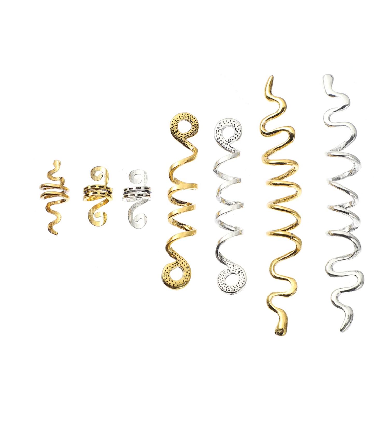 KALLORY 16 Pieces Spiral Hair Alloy Spiral Jewels Retro Dreadlocks Cuffs Accessories for Braid - Buy Online on SooperMarket.com