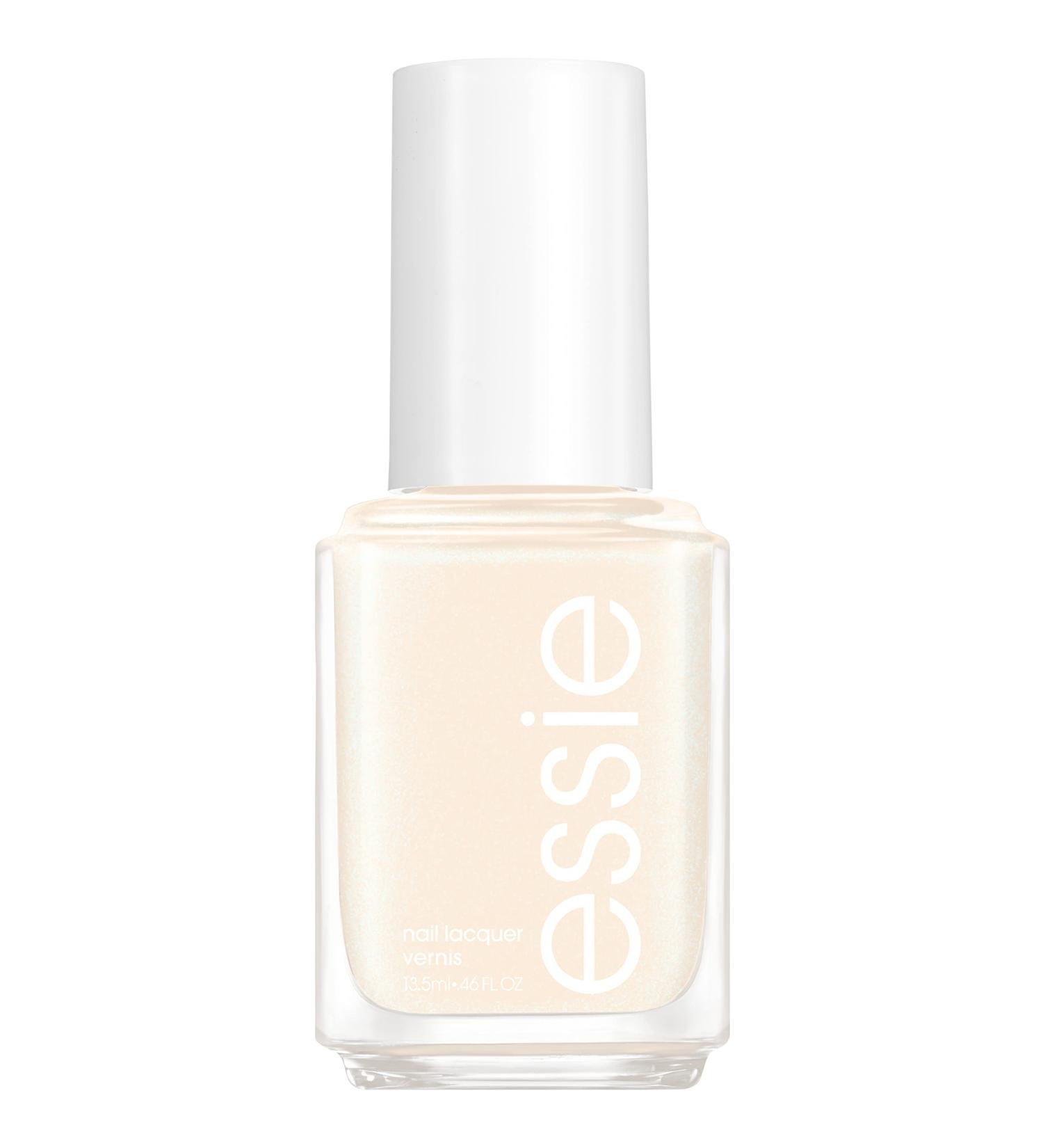 nail polish, limited edition spring 2021 collection, white pearl nail color with a shimmer finish get oasis