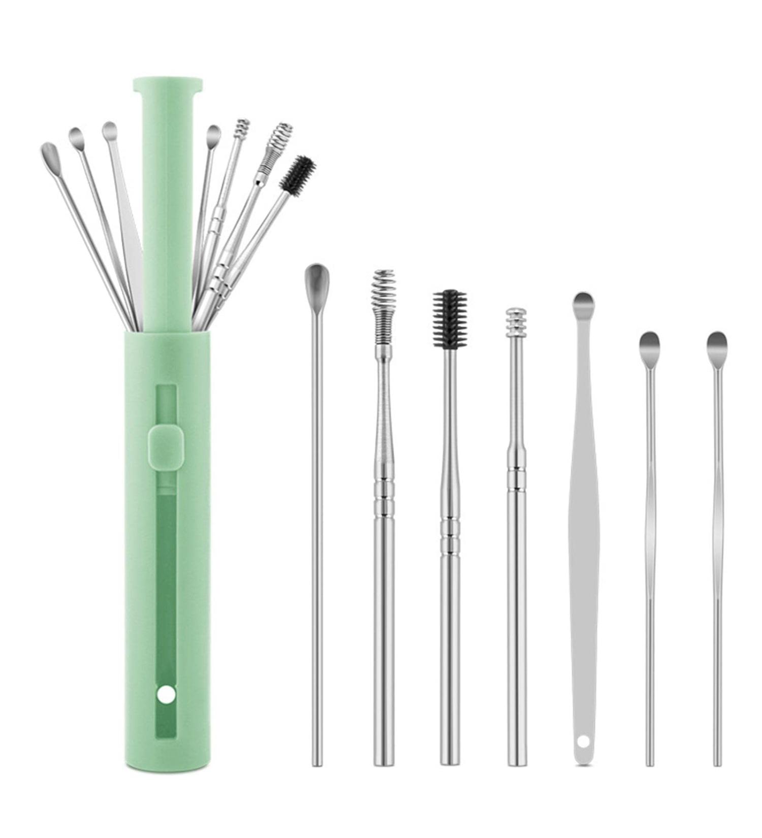 7Pcs/Set Steel Ear Wax Pickers & Remover Kit for Ear Care - Earwax Clean Curette Spoon Cleaner - Buy Online on SooperMarket.com