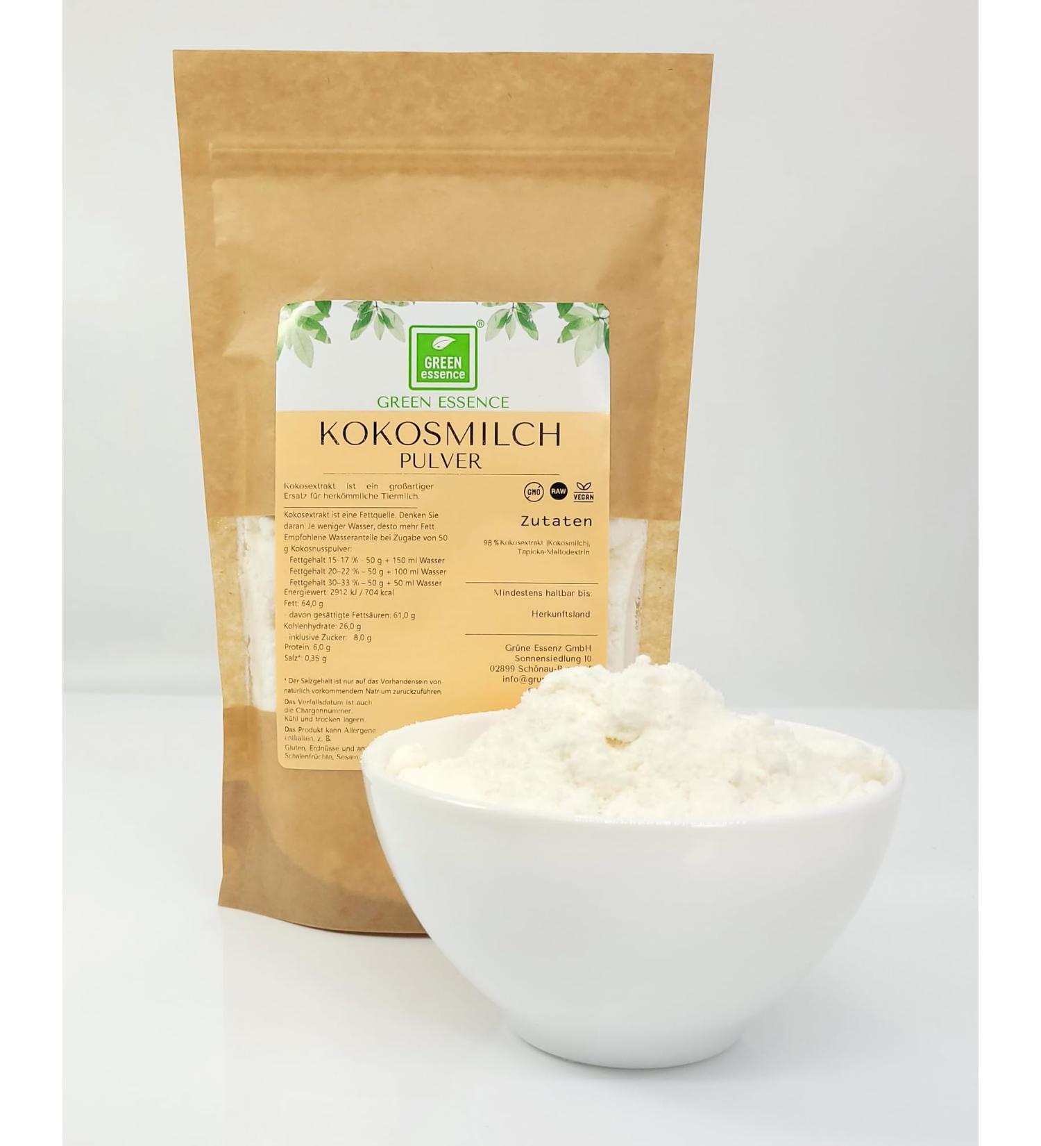 Coconut Milk Powder 500g - Vegan Protein Powder for Plant-Based & Lactose-Free Drinks - Sugar-Free Dried Coconut Milk Powder - Green Essence - Buy Online on SooperMarket.com