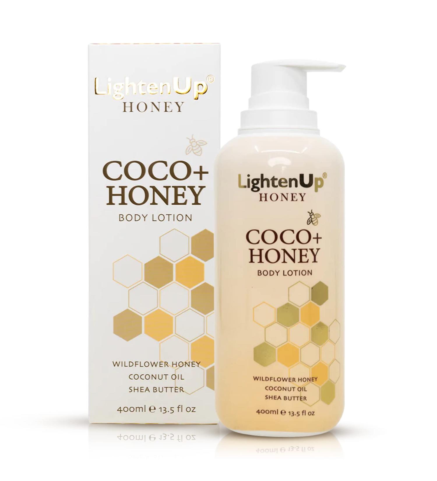 LightenUp Honey Skin Brightening Body Lotion - 13.5 fl oz - Fade Dark Spots & Hyperpigmentation with Shea Butter & Honey - For Face, Knees, Elbows - Buy Online on SooperMarket.com