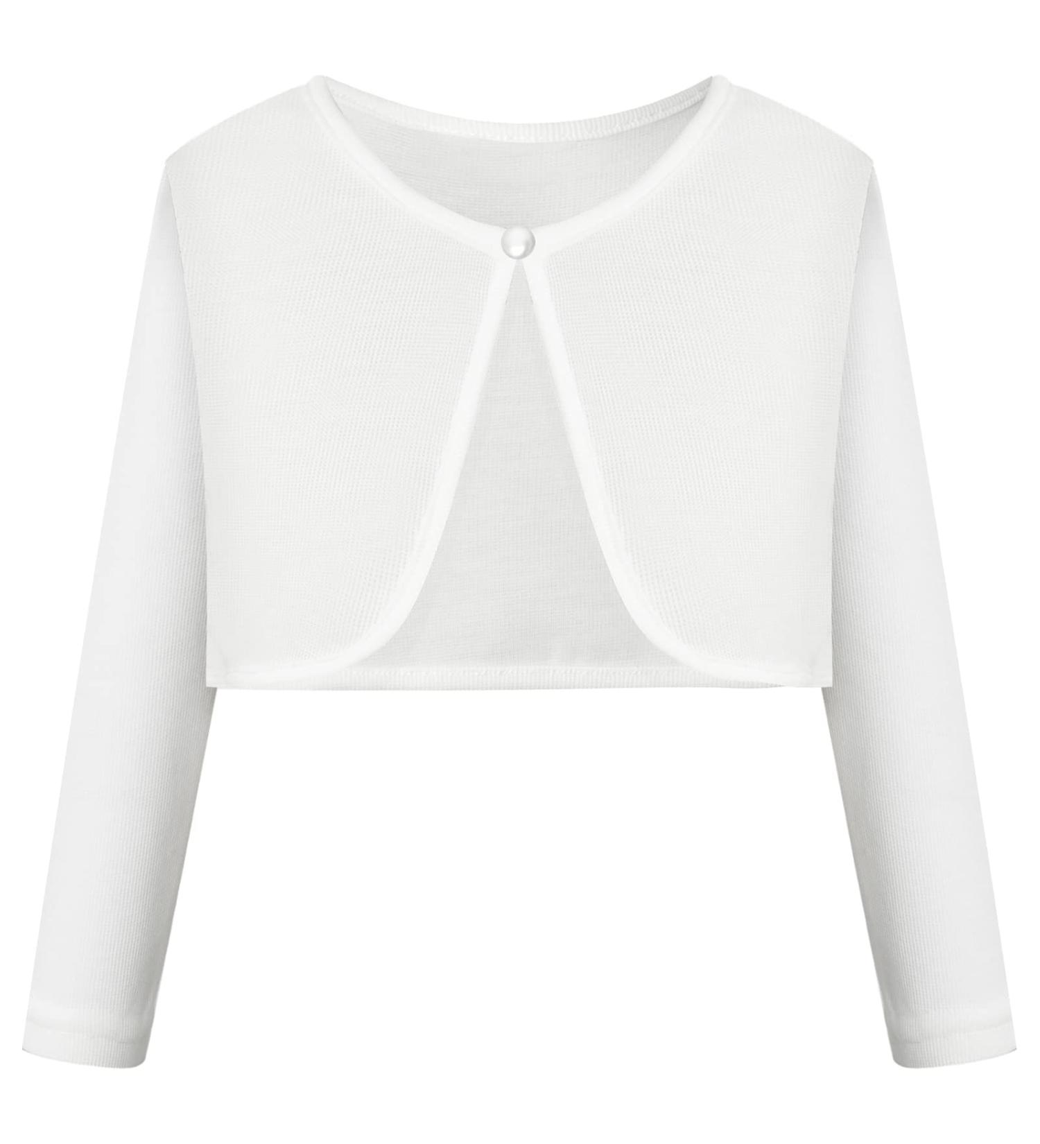 BONNY BILLY Girls Cotton Knitted Cardigan Bolero Shrug - White, 8-9 Years - Buy Online on SooperMarket.com