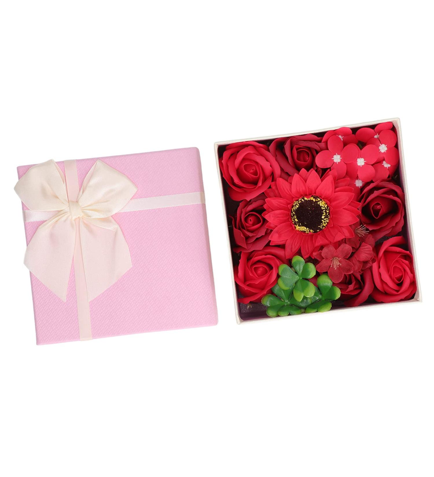 Simulation Flower Bath Soap Women Exquisite Flower Soap Gift Box for Birthday Valentines Day Christmas for Her Women Teens Girls Mom Birthdays (Red) - Buy Online on SooperMarket.com