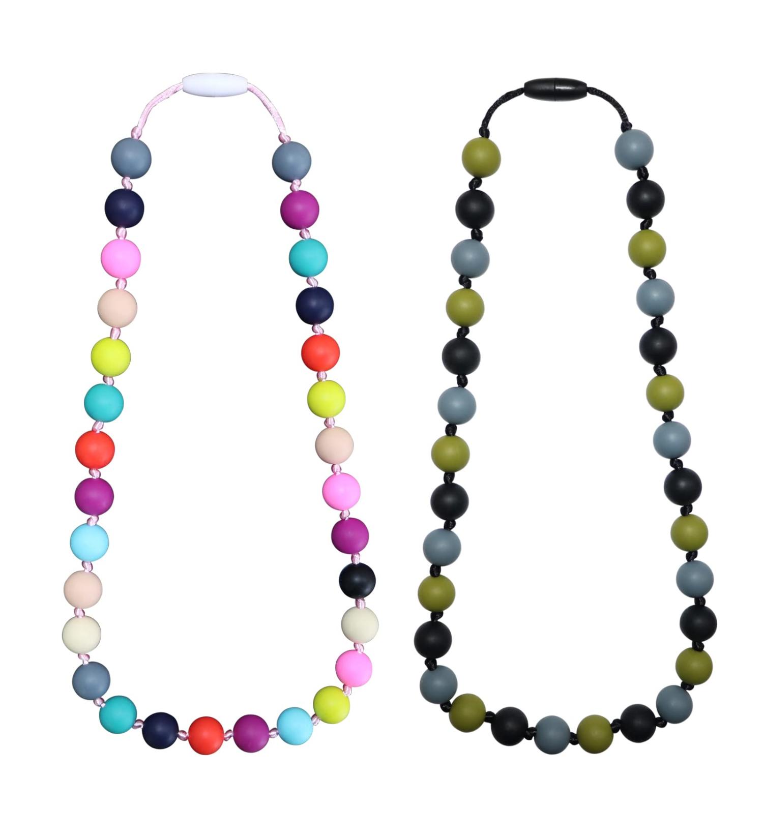 2PCS Silicone Chew Necklaces for Sensory Kids with Autism - Teething and Biting Relief for Boys and Girls - Buy Online on SooperMarket.com