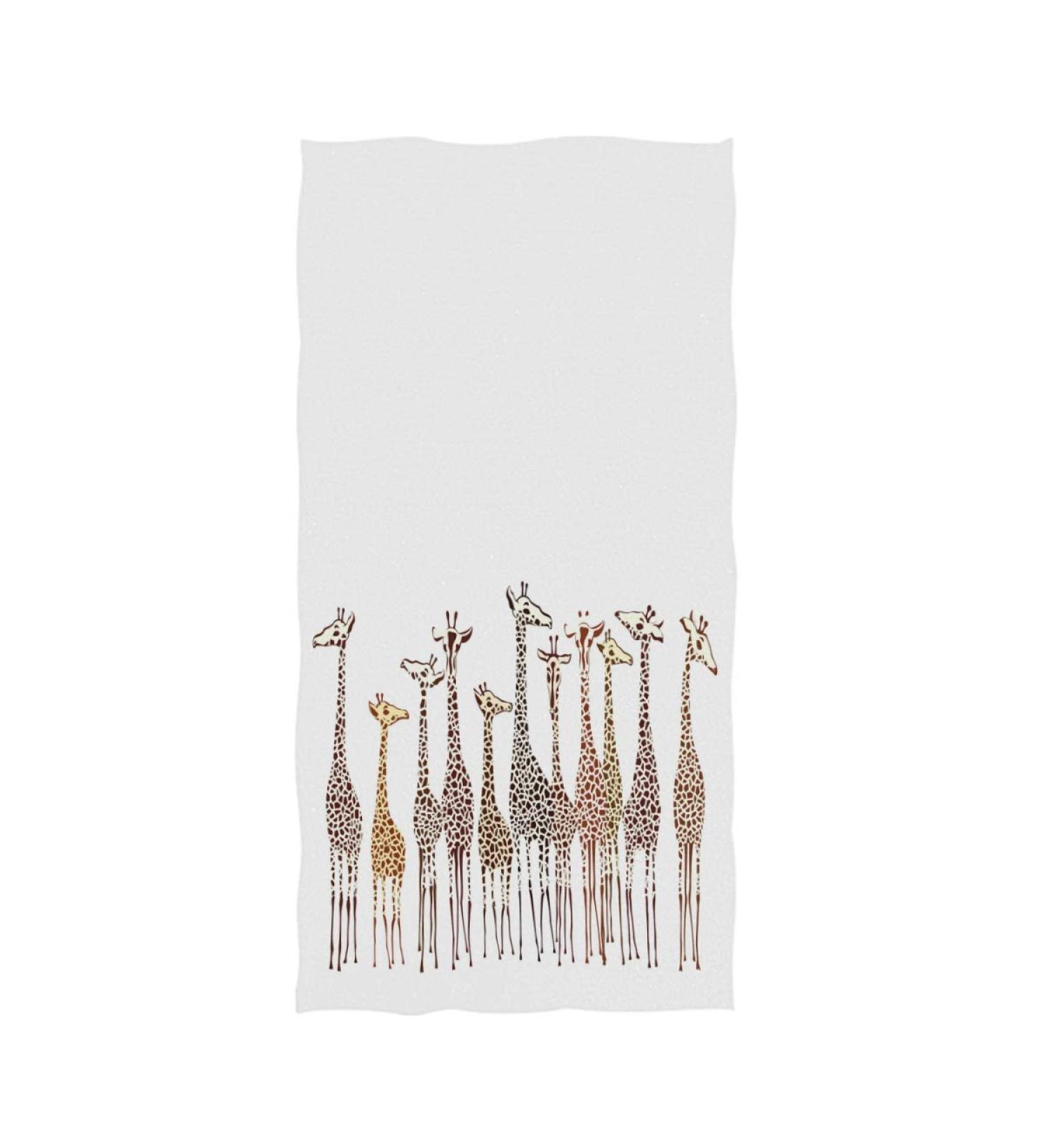 Cute Cartoon Giraffe Hand Towels - Soft & Absorbent | Perfect for Bathroom, Hotel, Gym & Spa | 16 x 30 Inches White - Buy Online on SooperMarket.com