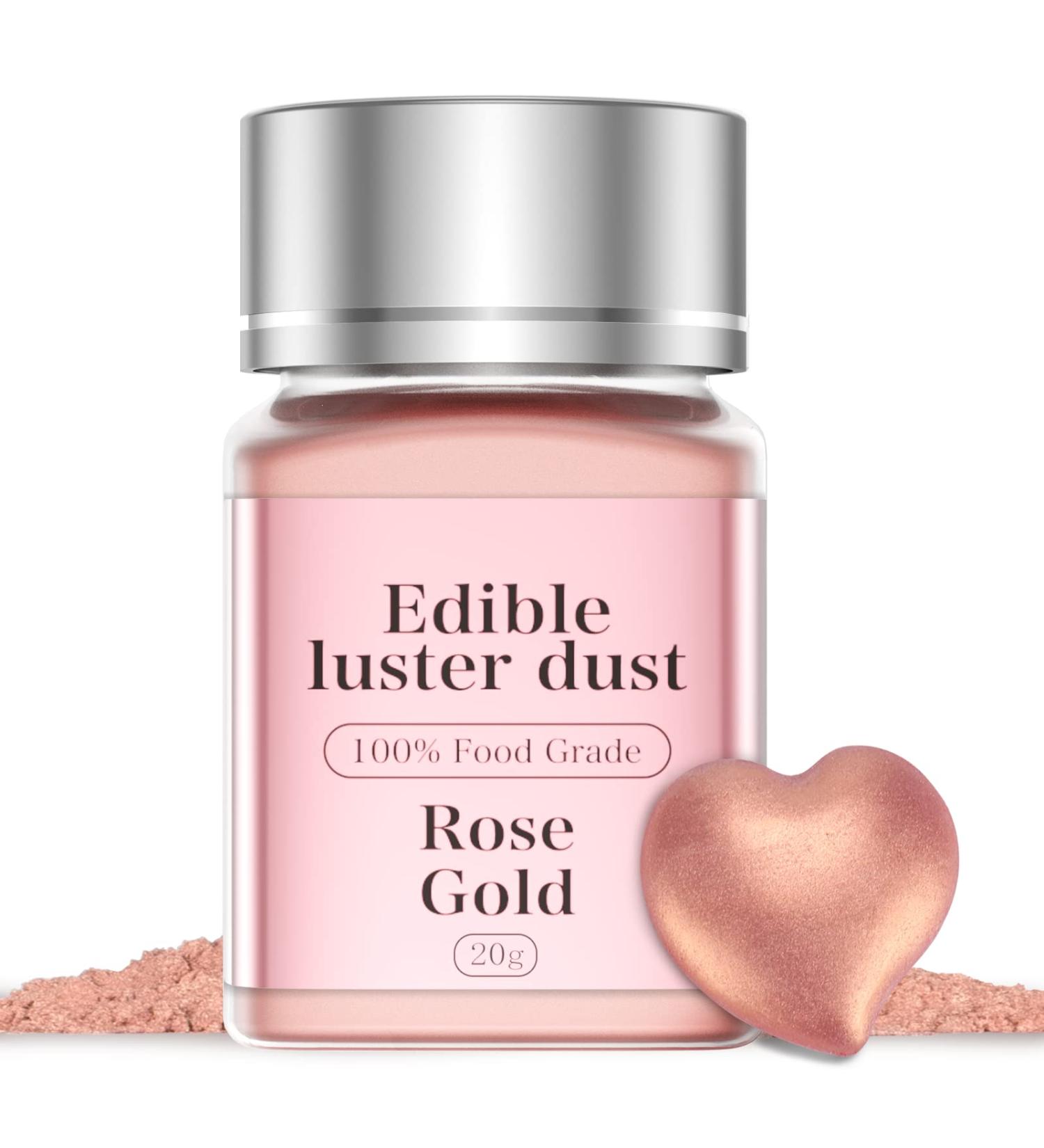 Jelife Rose Gold Edible Luster Dust - 20 grams Food Grade Cake Dust Shimmer Powdered  Tasteless Edible Metallic Powder Food Coloring for Cake Decorating  Chocolates  Fondant  Painting & More  Vegan Rose-Gold - Buy Online on SooperMarket.com