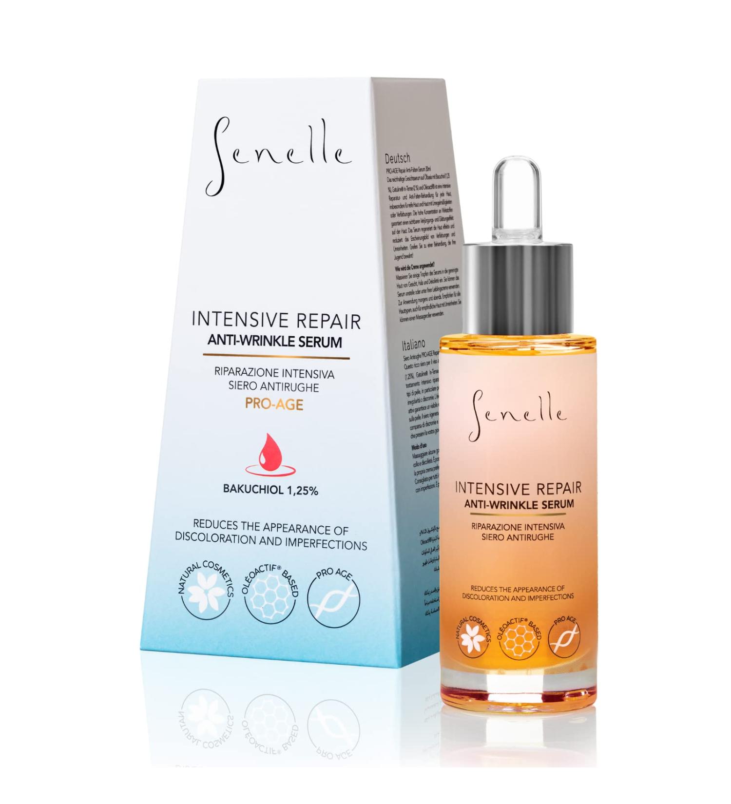 Senelle - Pro-Age Anti-Wrinkle Repair Serum | Powerful Formula | Bakuchiol | Gatuline In-Tense | Stoechiol | Ol oactif Pomegranate | Sea-buckthorn Fruit Oil | Youthful and Radiant Skin | 30 ml - Buy Online on SooperMarket.com