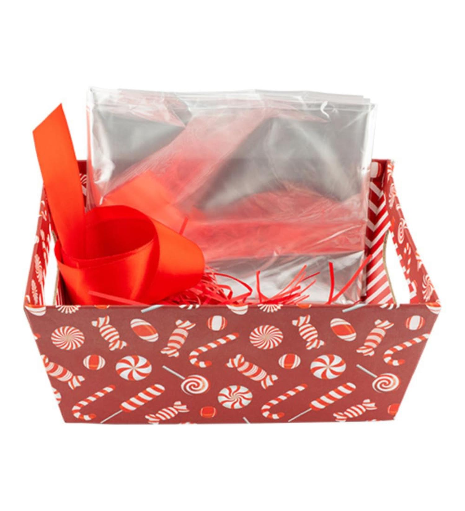 Christmas Pre-filled Hamper Baskets Set with Handles (Red Candy Cane Single) Single Red Candy Cane - Buy Online on SooperMarket.com