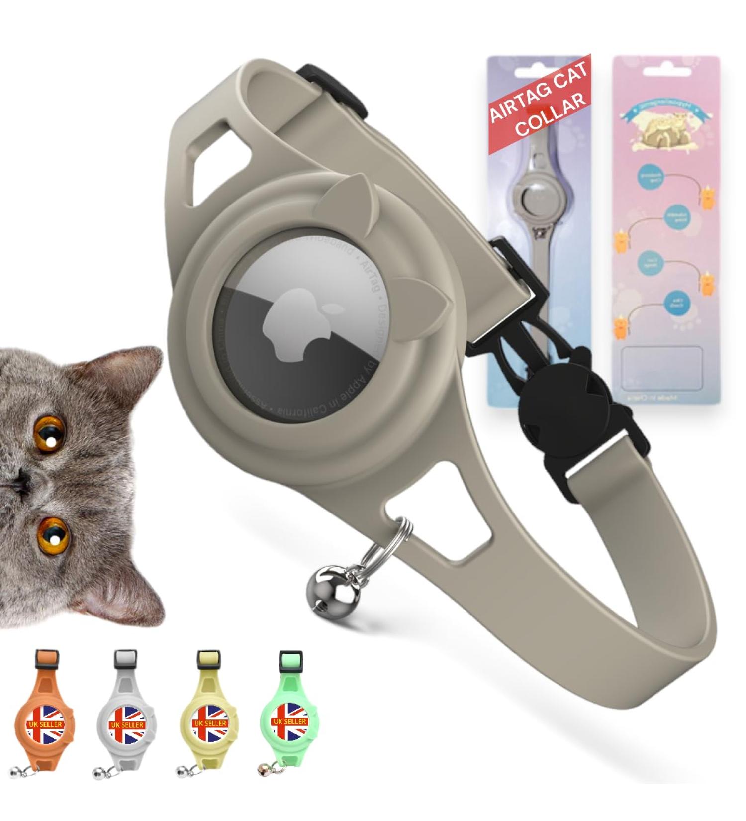Hypoallergenic Apple Airtag cat collar Cat Tracker collar. Cat tracker GPS collar for small cats. Pet tracker for cats. Cat collar airtag GPS tracker for cats. Neutral Grey - Buy Online on SooperMarket.com