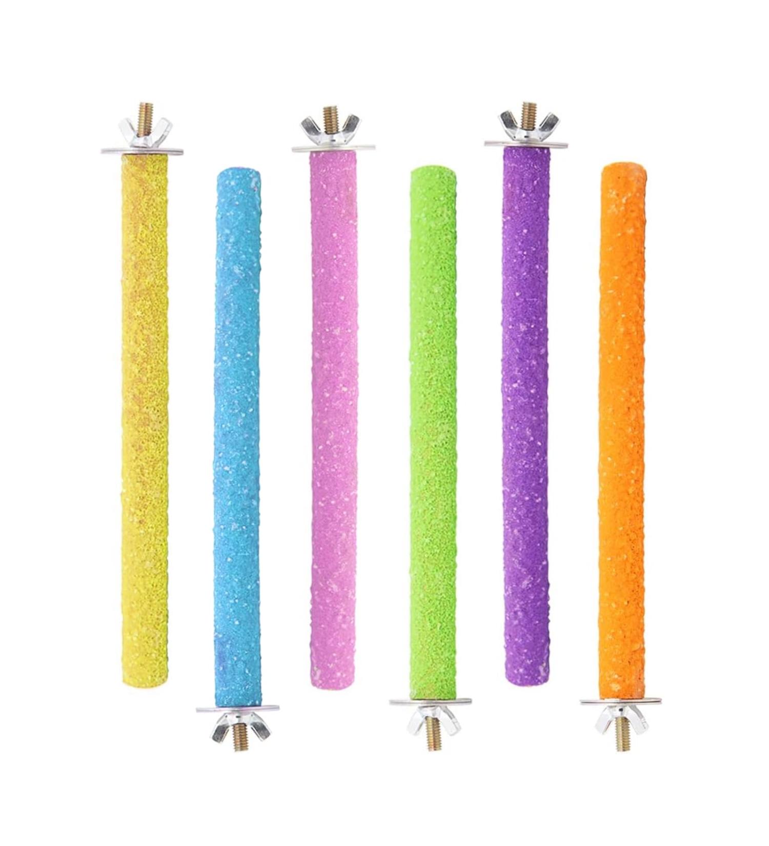 6Pcs Wood Bird Scrub Perch Platform Funny Bird Paw Grinding Stick Wooden Love Bird Parrot Perches Stand Colorful Bird Cage Grinding Perch for Parrot Toy (Random Color) - Buy Online on SooperMarket.com