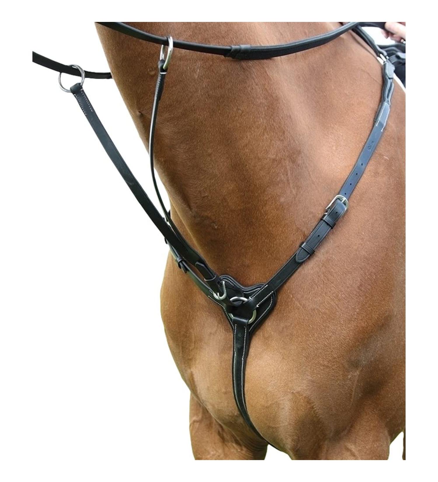 Shires Salisbury 3 Point Breastplate-Black/Silver Pony