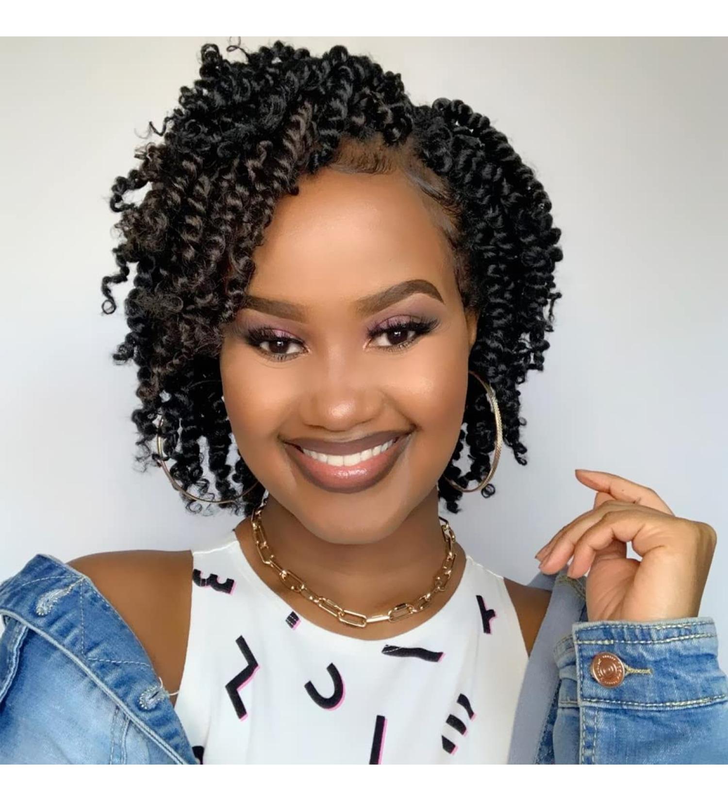 Niseyo 6 Inch Pre-twisted Passion Twist Hair 8 Packs Pre-looped Crochet Short Braids 1B/Natural Black - Buy Online on SooperMarket.com