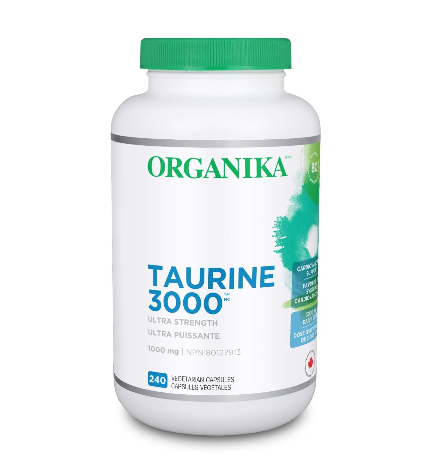 Organika Taurine Ultra Strength- 1000mg- Supports Cardiovascular Health 3000mg Daily Dose- 240vcaps SUPPLEMENT - Buy Online on SooperMarket.com