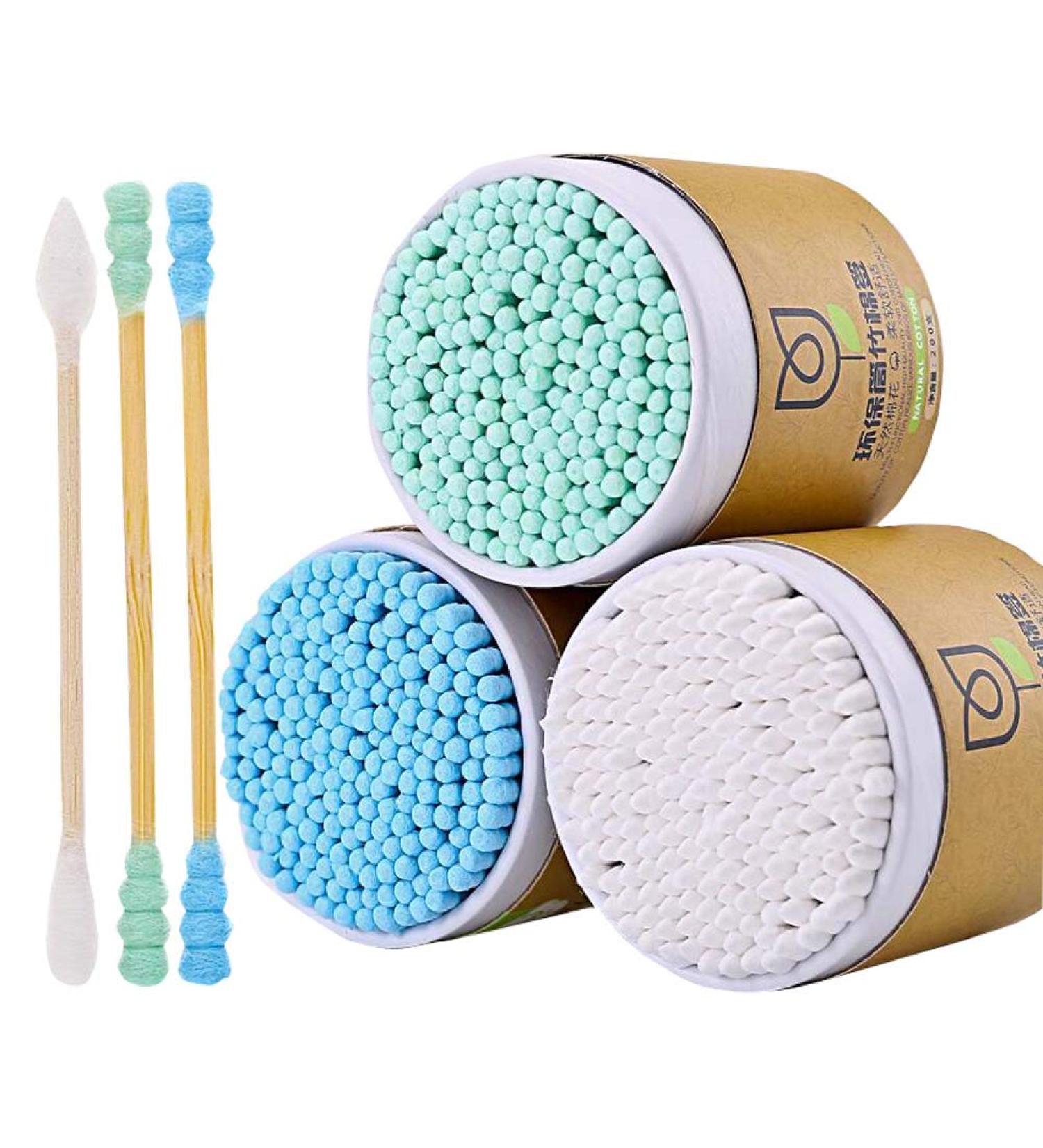 600 Counts Cotton Swabs Natural Double Tipped Organic Cruelty Free Ear Buds D02