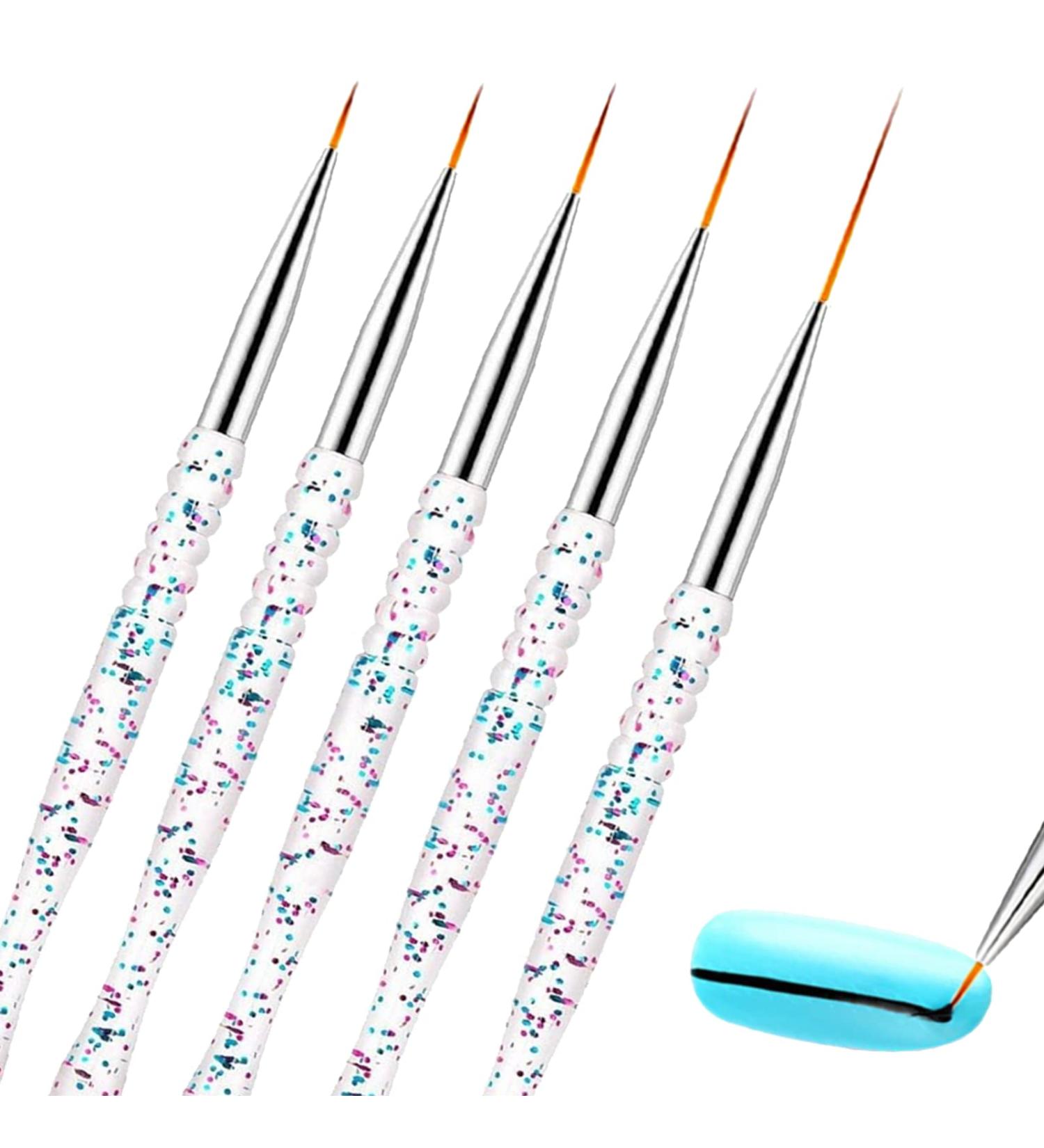 WACURRENTHYD 5Pcs Nail Art Liner Brushes Set - Thin Nail Gel Polish Painting Brushes for Precise Nail Art Designs (7/9/11/15/18mm) - Buy Online on SooperMarket.com
