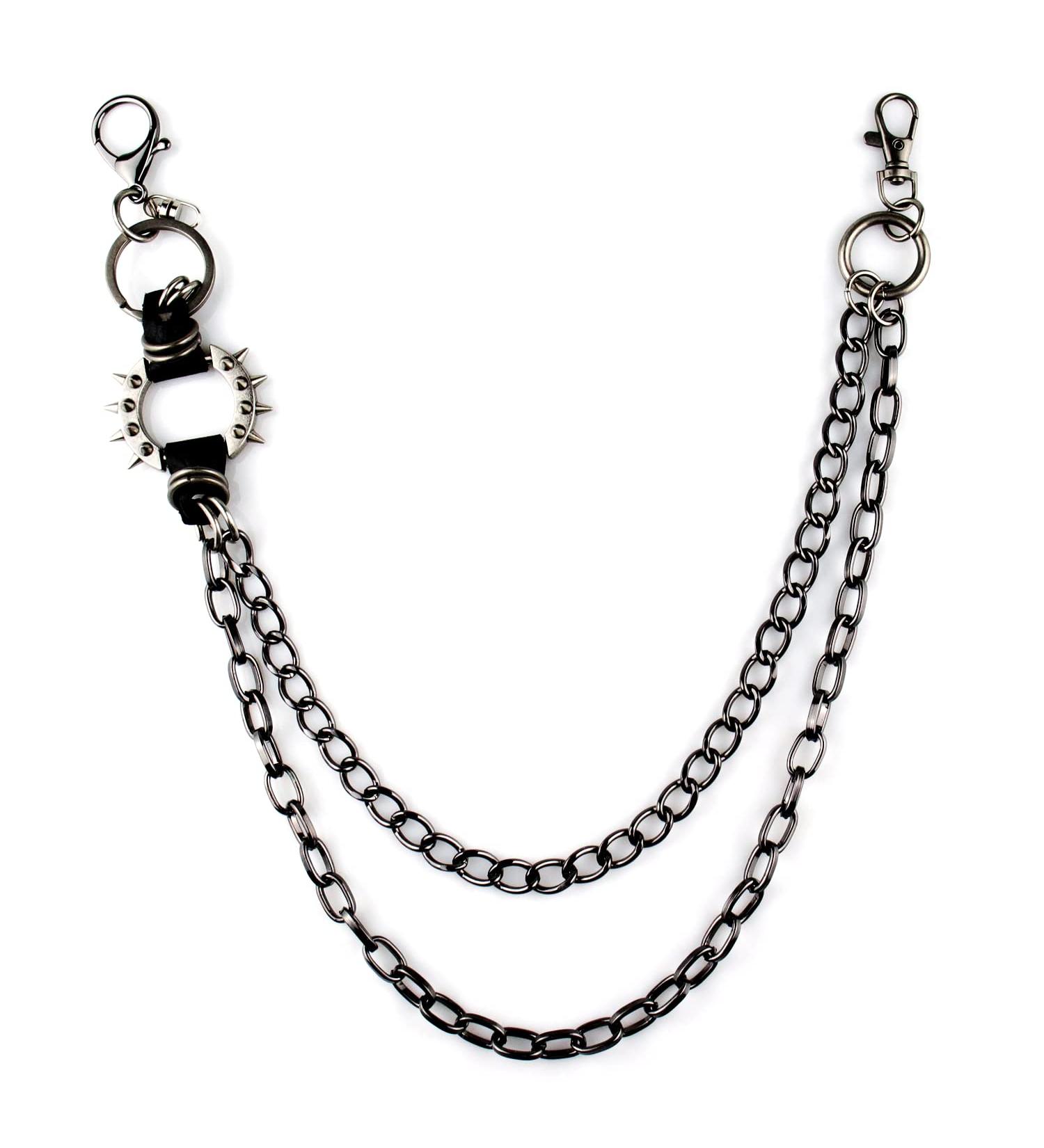 ARZASGO Unisex Heavy Duty Punk Chains for Pants - 2-Layer Hip Hop Trousers Jeans Chain with Lobster Clasps - Multi-layer Belt Chains for Wallet Keys - Buy Online on SooperMarket.com
