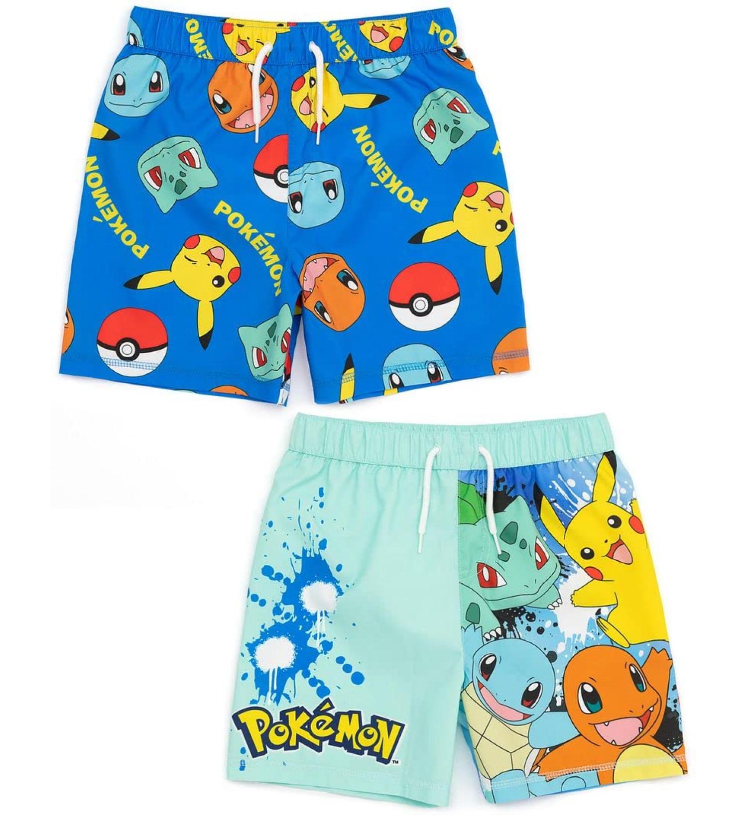Shop Pok mon Bathing Shorts 2 Pack for Boys | Blue Squirtle Pikachu Charmander Bulbasaur Swimming Trunks | Perfect Gamer Swimwear Gifts for Ages 9-10 - Buy Online on SooperMarket.com