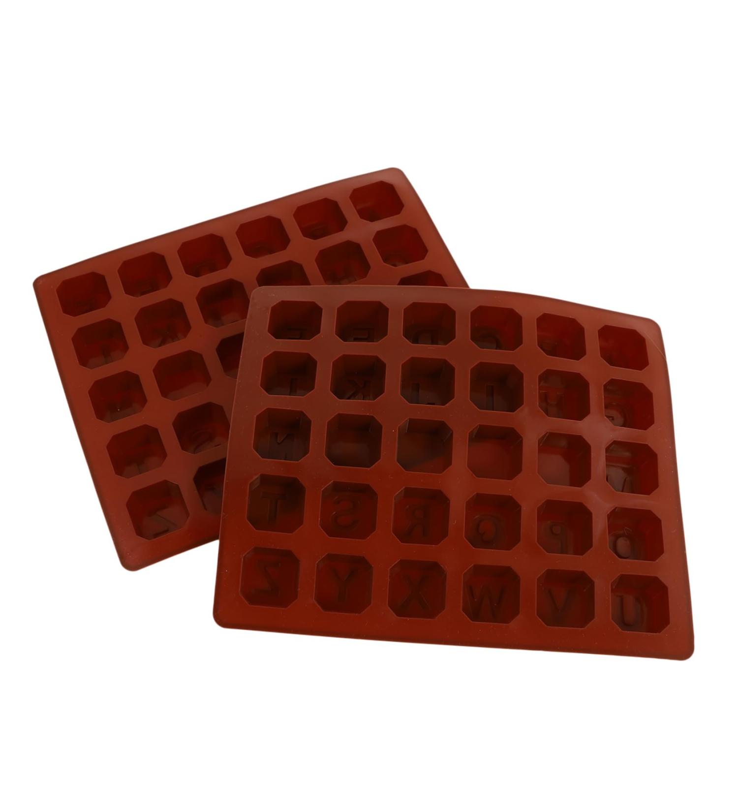 Mikinona 2pcs Chocolate Mold Ice Cube Silicone Molds Jellybeans Candy Ice Mold Baking Mold Letter Ice Maker - Buy Online on SooperMarket.com