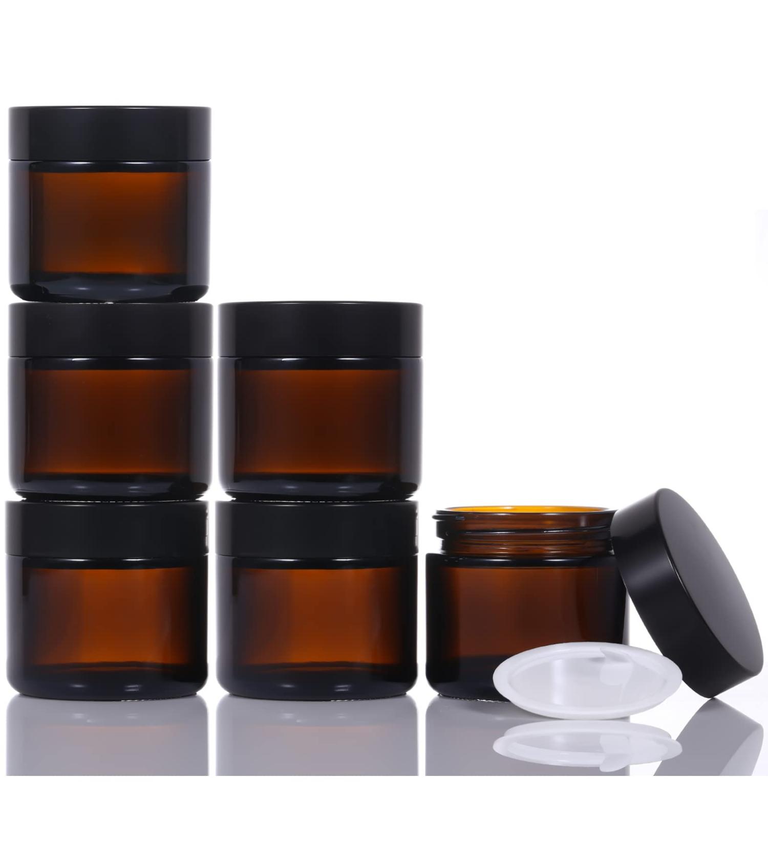 6-Pack Refillable 60ml Cosmetic Containers with Black Lids - Travel Pots for Creams Lotions & Mini Candles | Brawlas Ointment Doses - Buy Online on SooperMarket.com