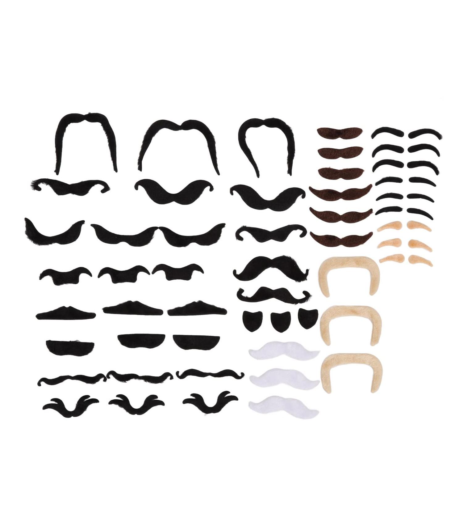 Self Adhesive Fake Eyebrows Beard 60 Pcs Moustache and Eyebrows Stick on Fake Eyebrows and Moustache Kit for Old Man Dress Up Grandpa Costume Accessories - Buy Online on SooperMarket.com